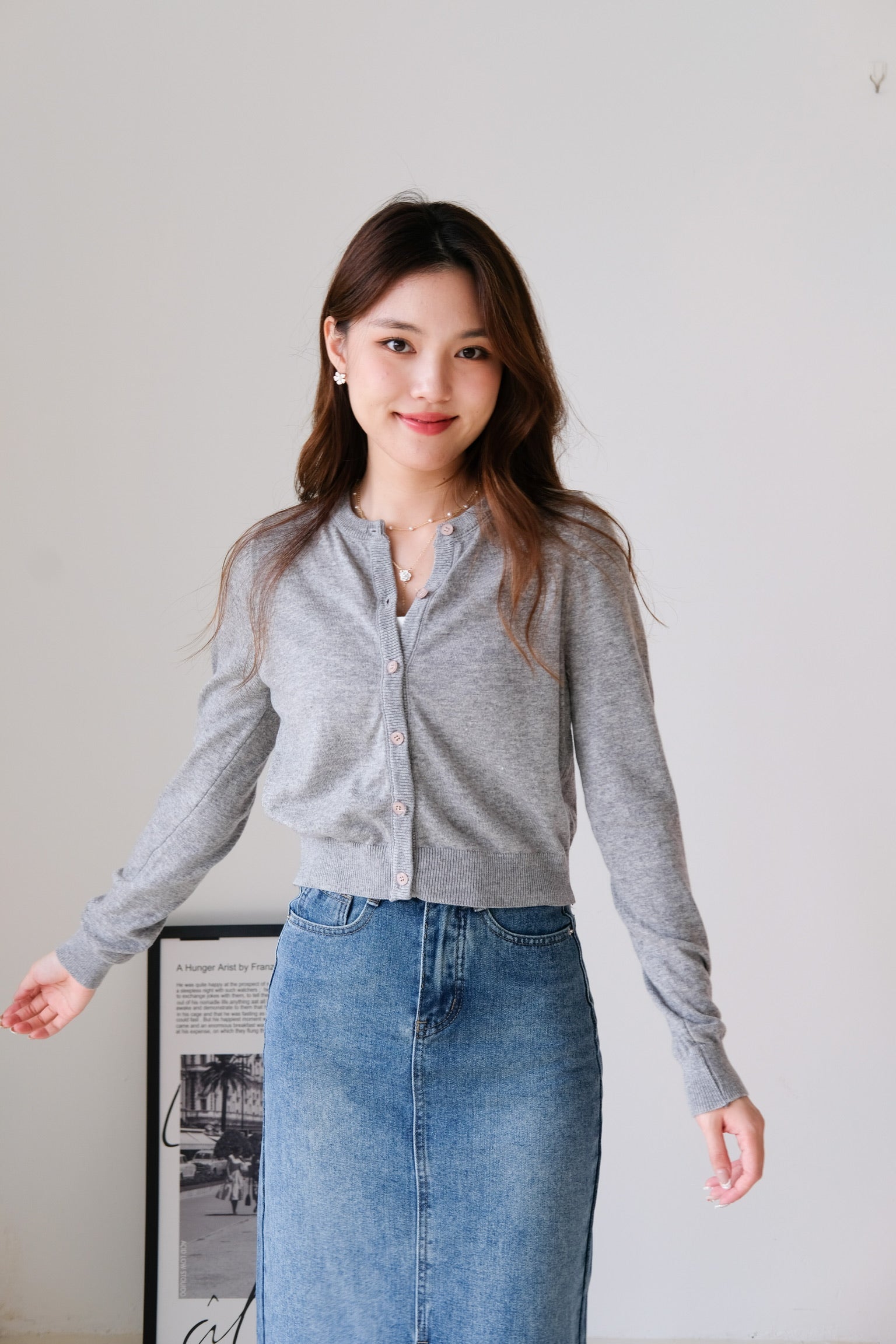 Vynie Cotton Cardigan (Gray)