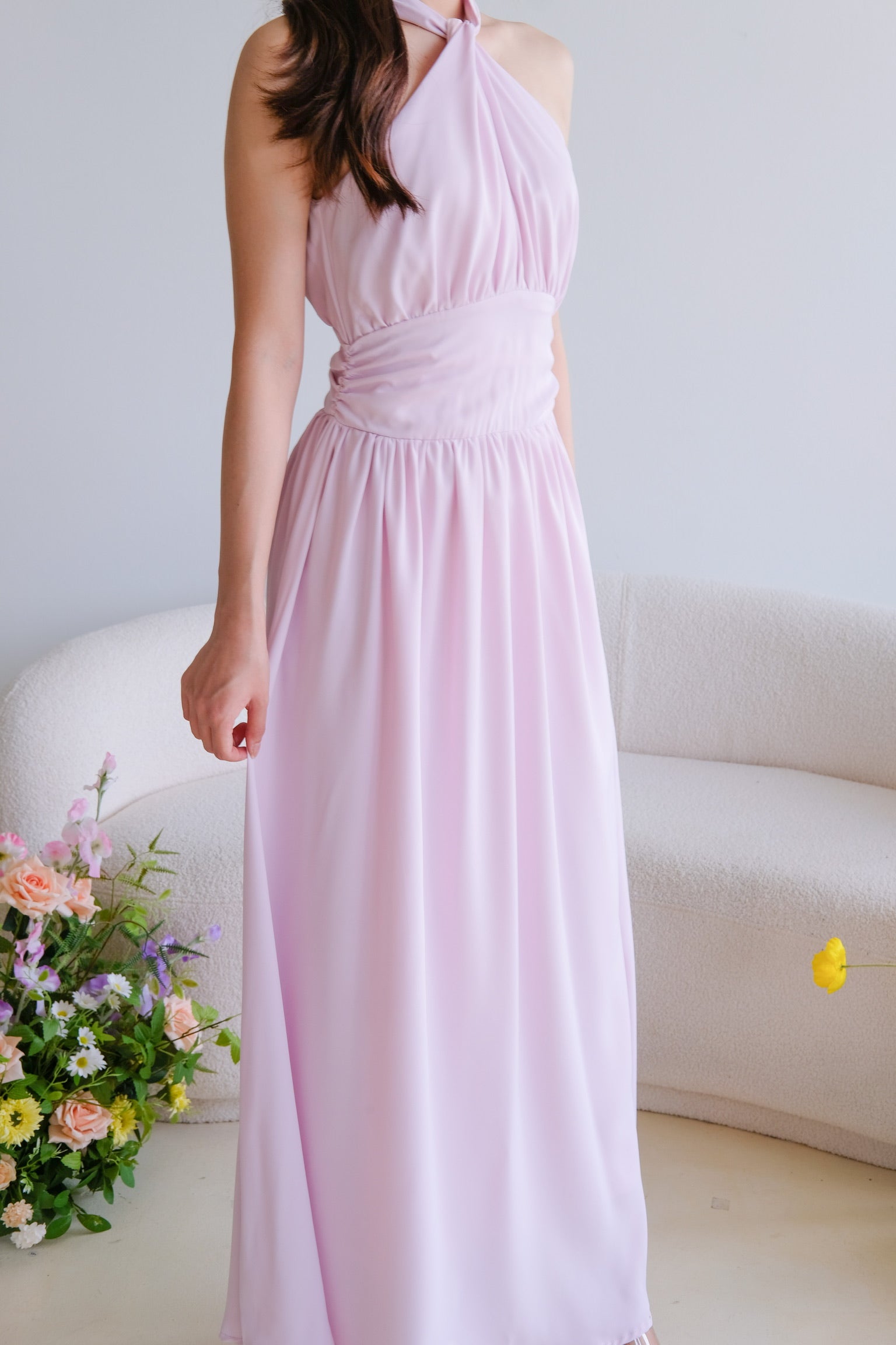 Fiona Halter Flare Maxi Dress (Peony Pink)