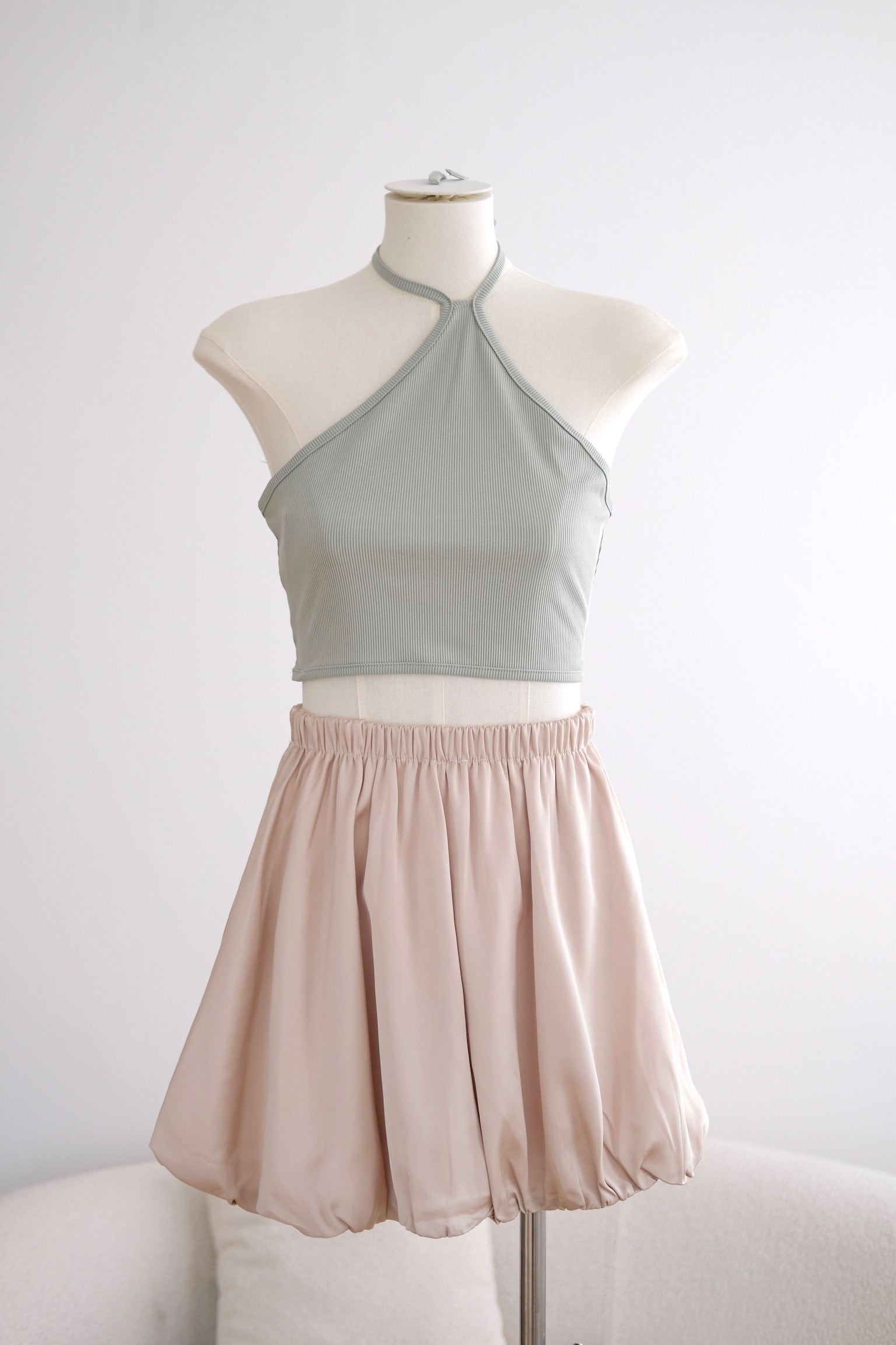 Halter Rope Ribbon Crop Top (Green)