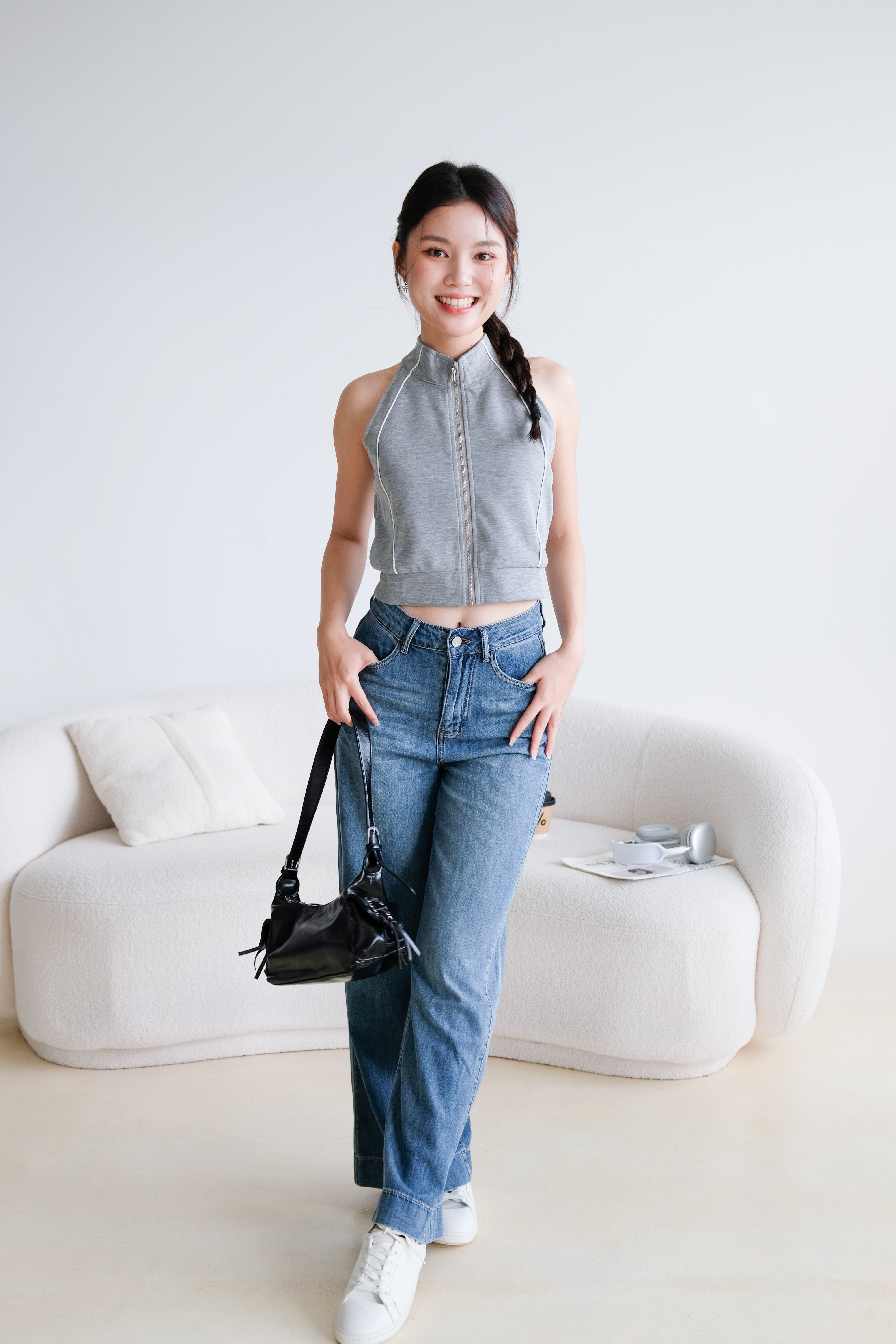 Fred Sporty Halter Top (Grey)