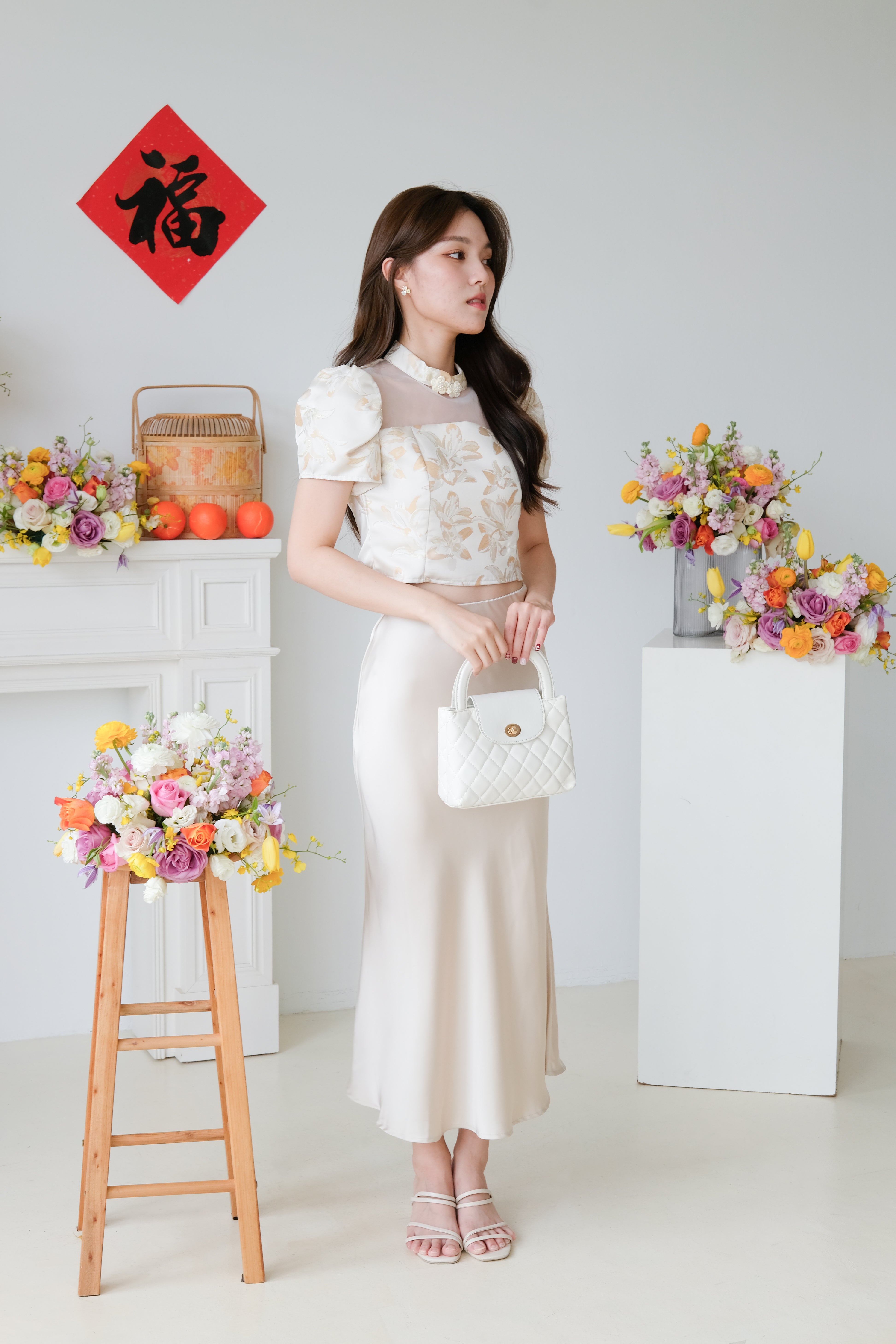 Yan Sleeve Cheongsam Top (Cream)