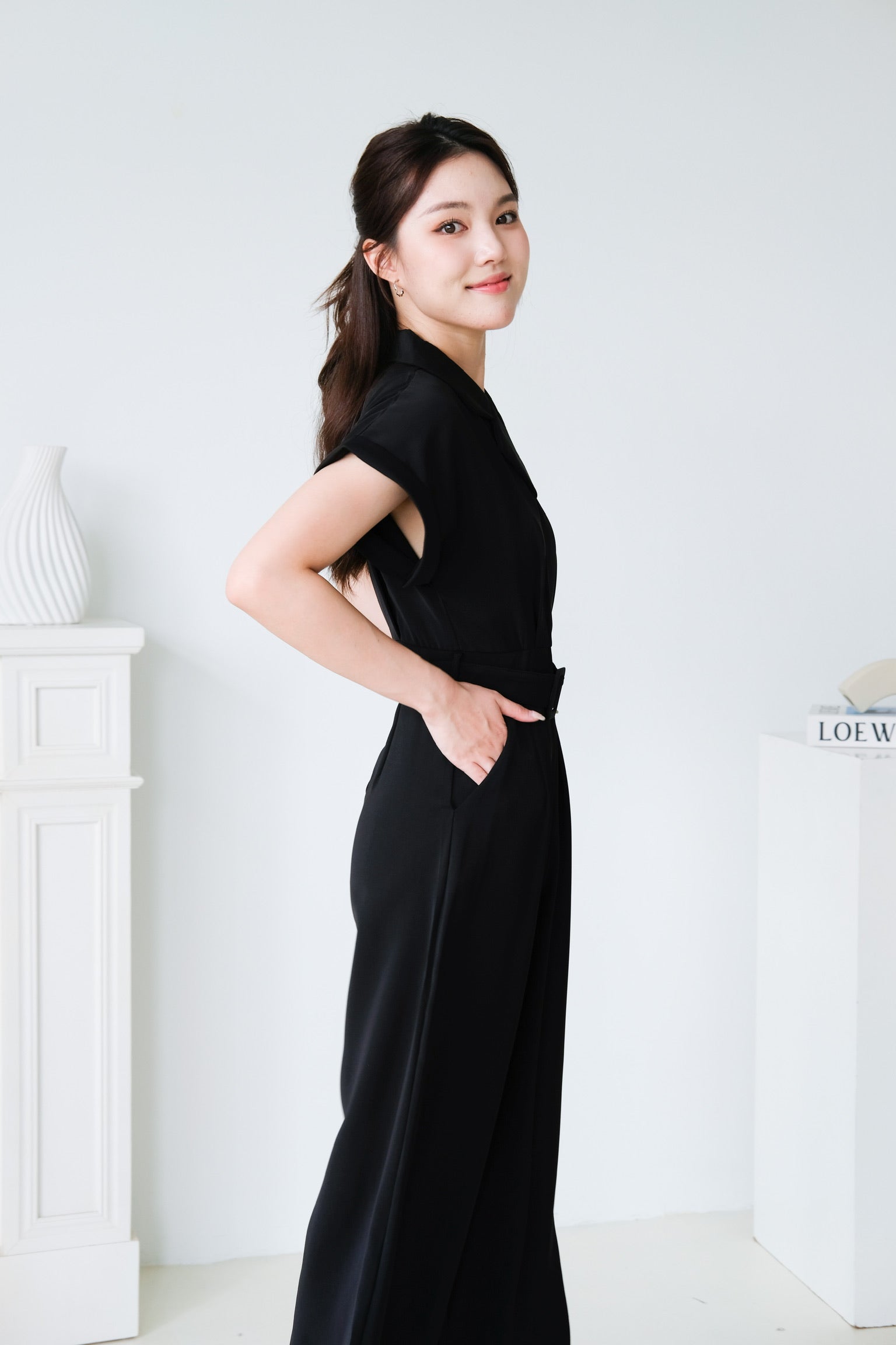 Simone Straight Leg Jumpsuit (Black)