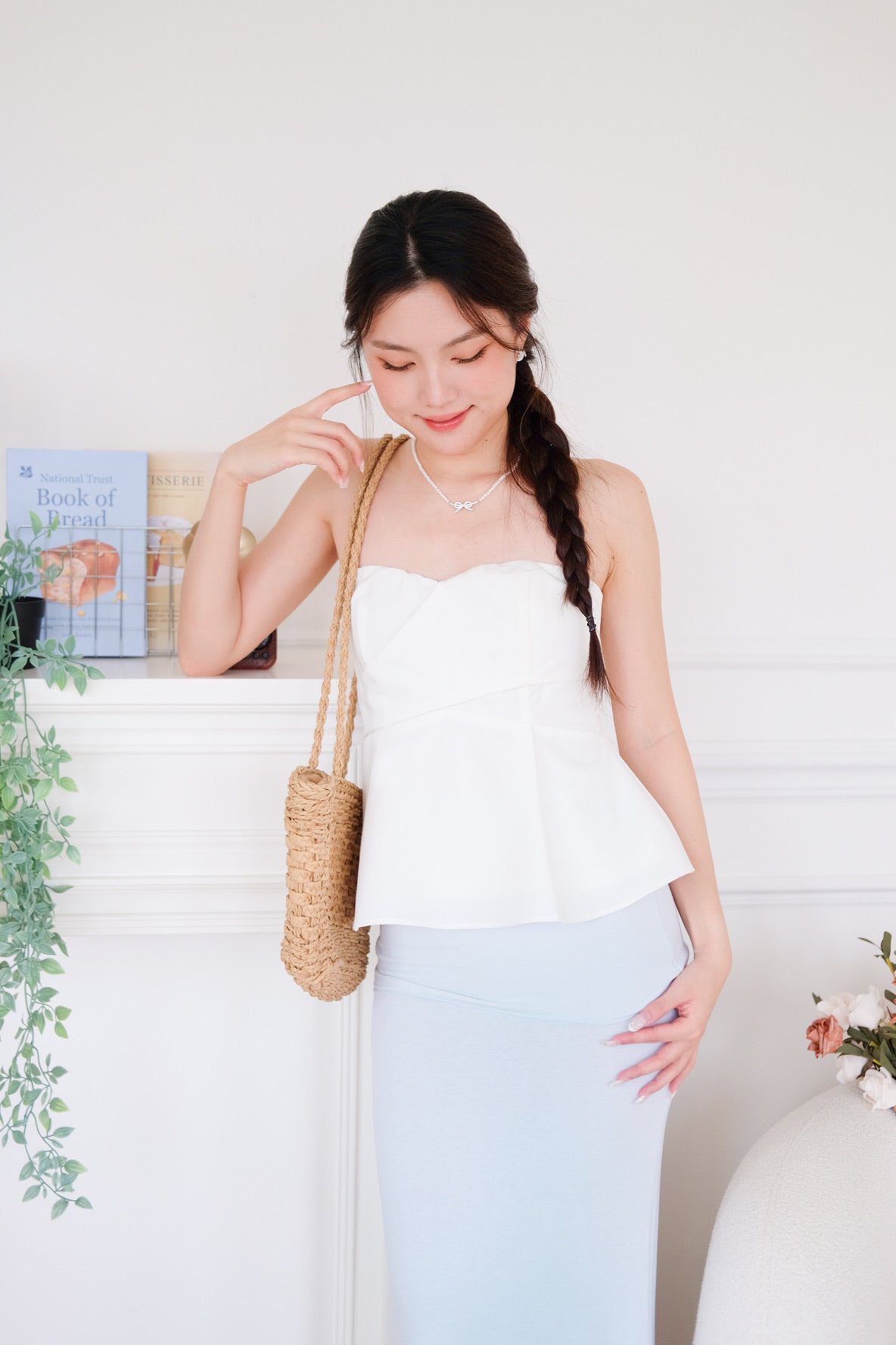 Riviera 2 Ways Padded Peplum Top (White)