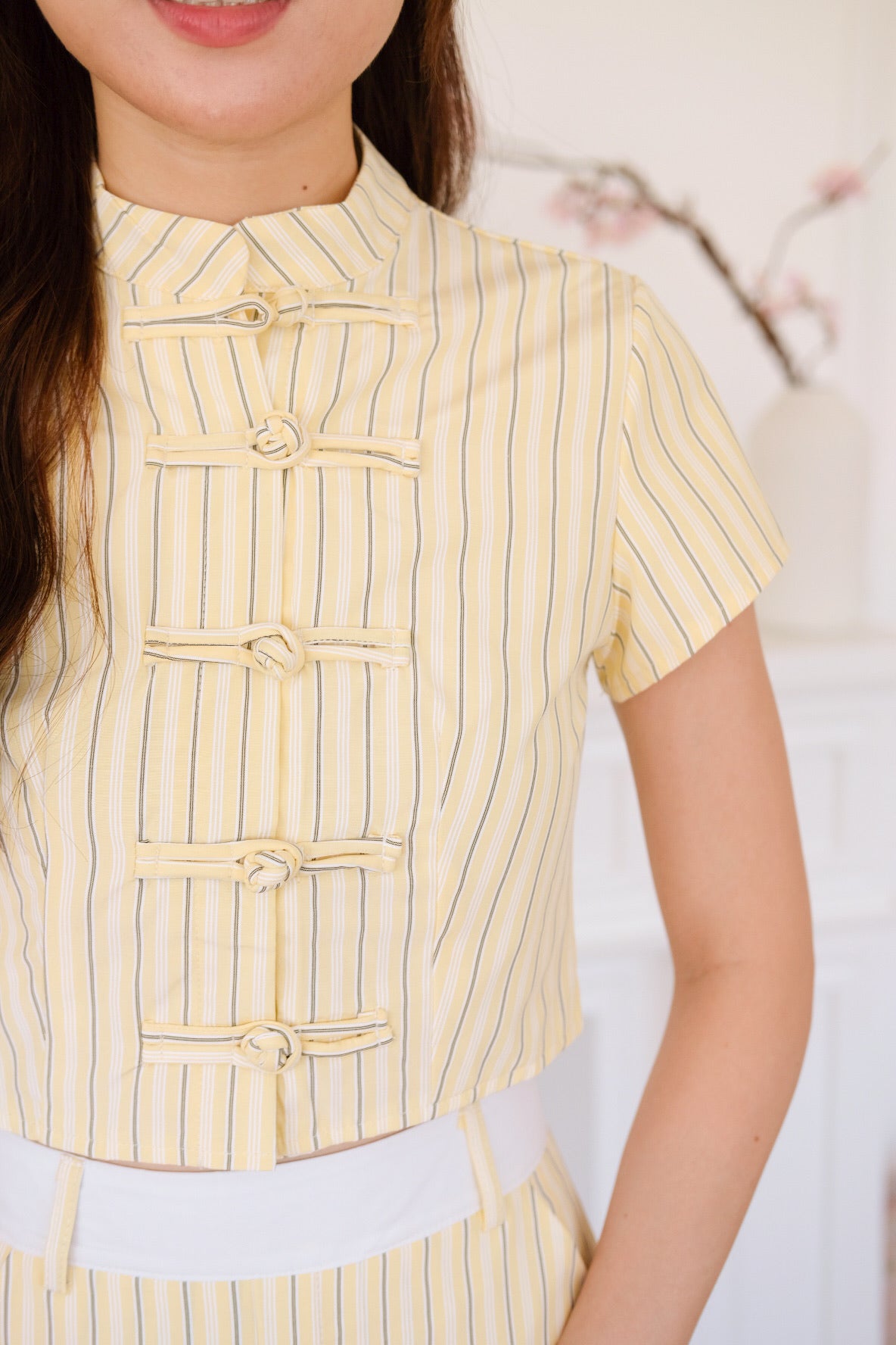 Jane Striped Cheongsam Set (Yellow)