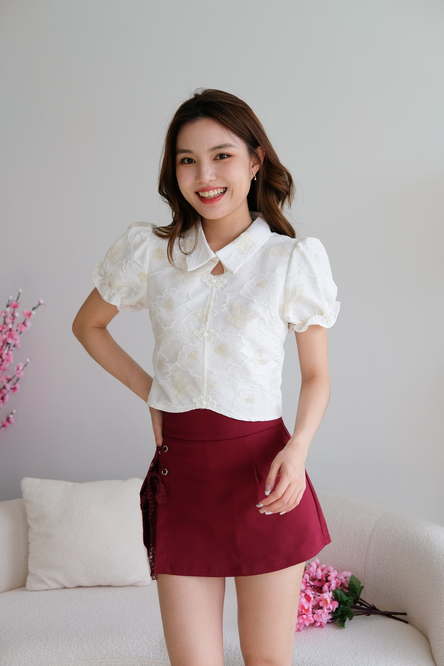 Juwei Side Slit Skort (Wine)