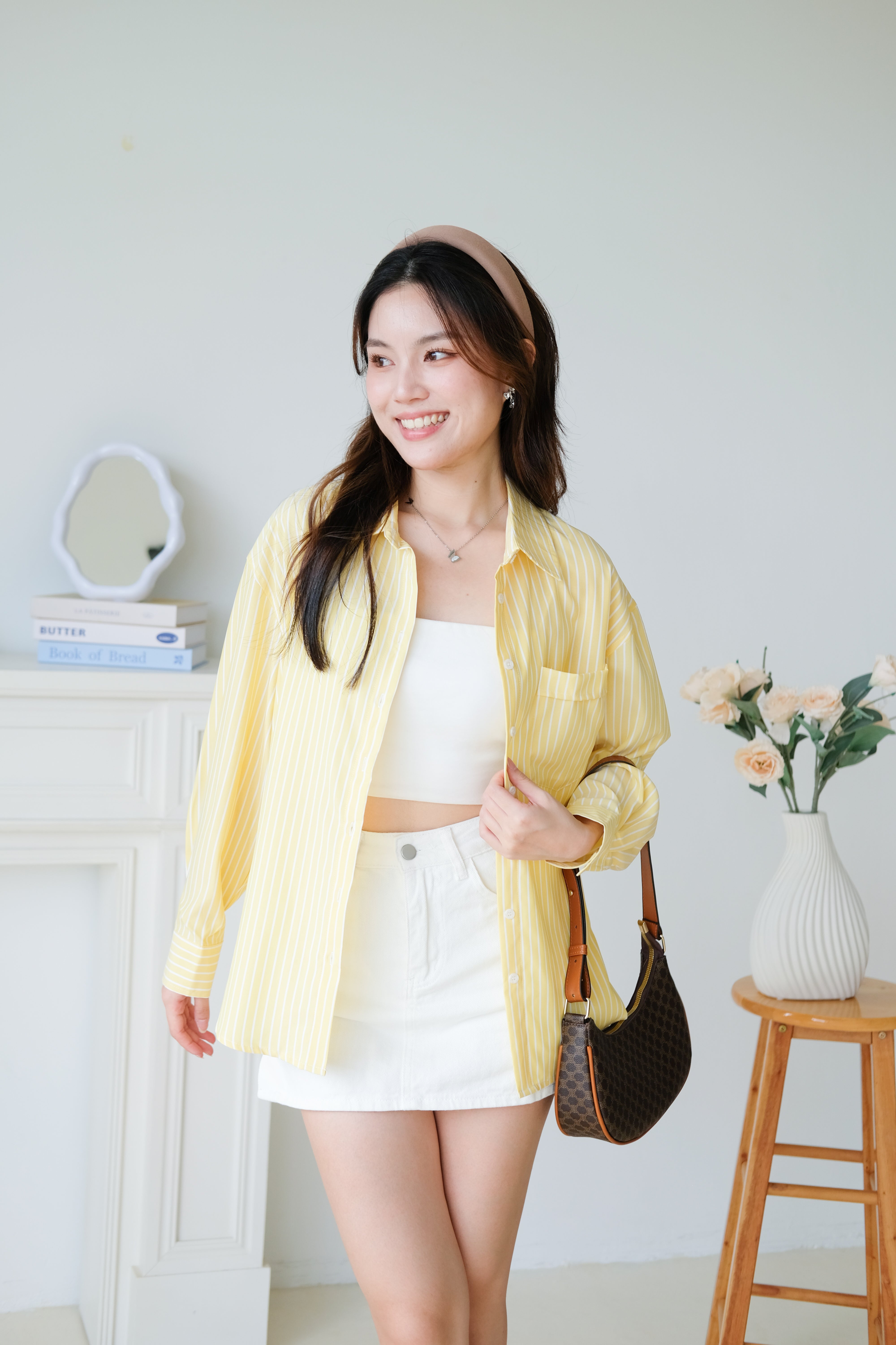 Wayne Stripes Boyfriend Shirts (Sunshine Yellow)