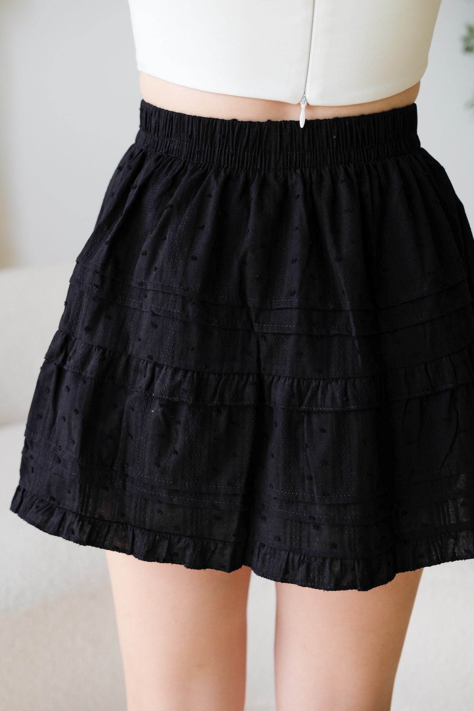 Lesley Eyelet Skater Skirt (Black)