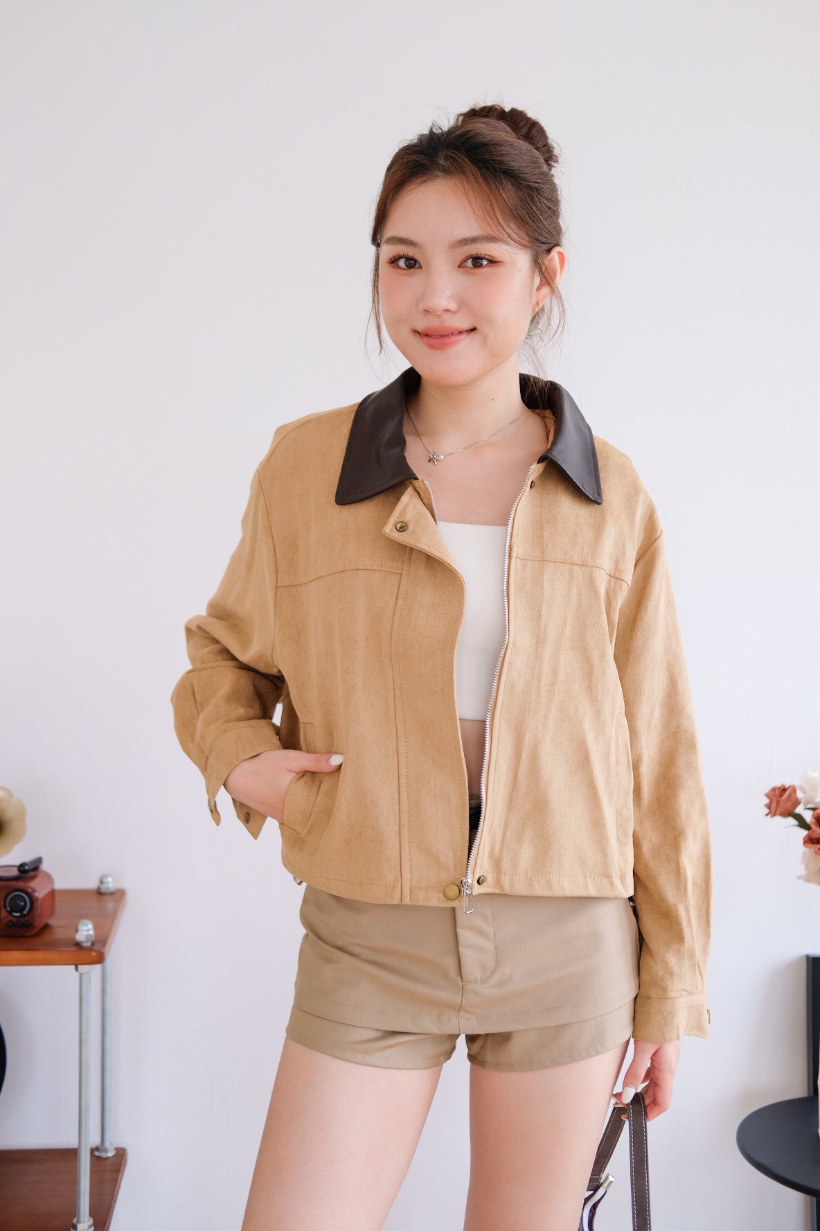 Georgie Suede Jacket (Camel Brown)