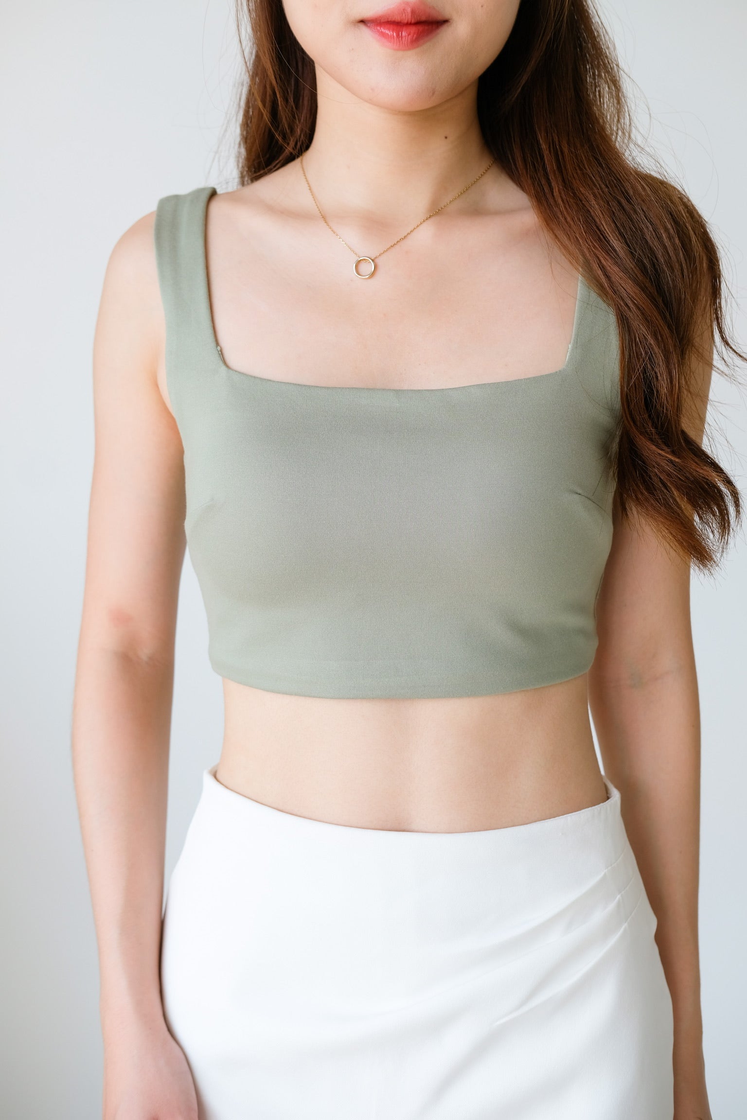 Classic Padded Cami Top (Avocado Green)