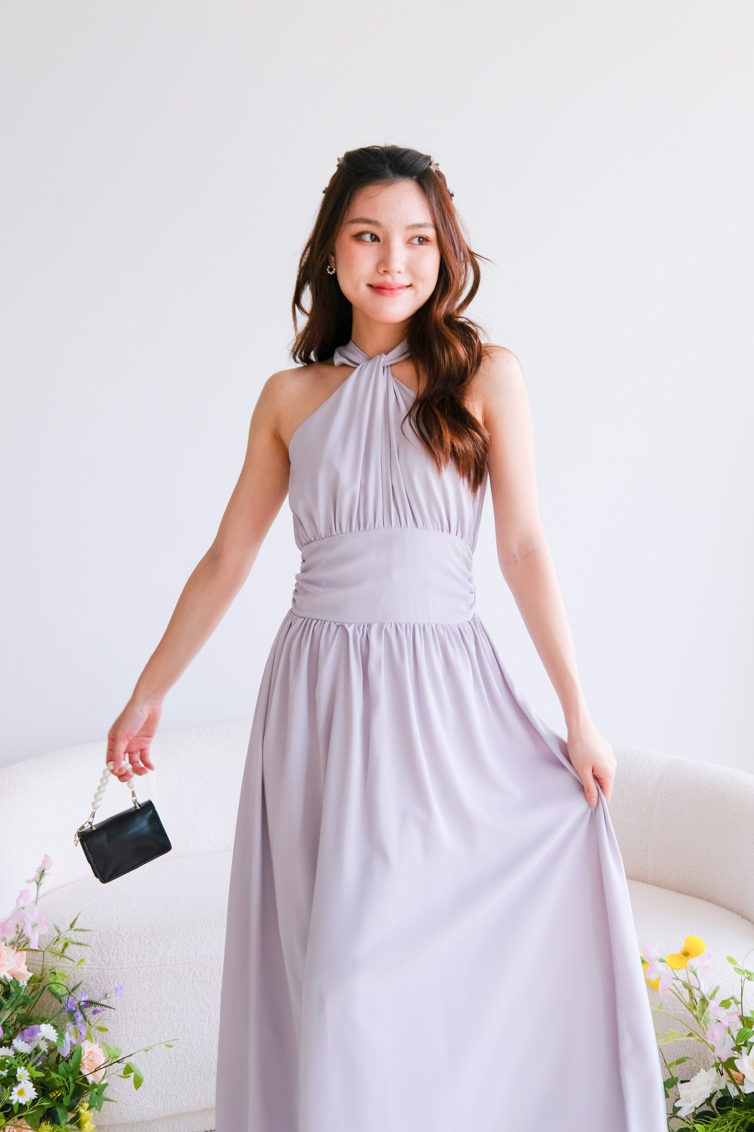 Fiona Halter Flare Maxi Dress (Lavender Haze)