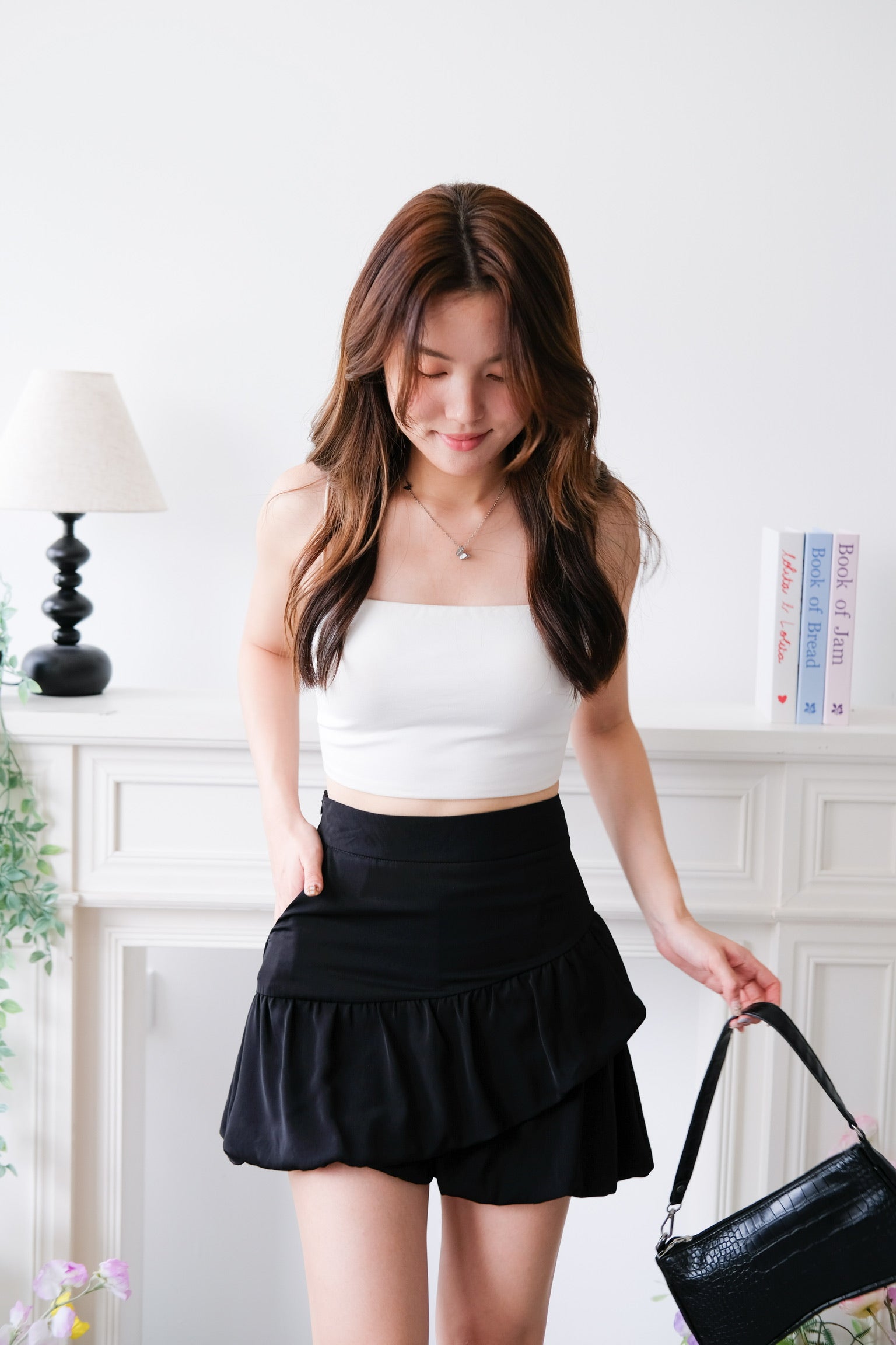 Junie Bubble A Line Skirt (Black)