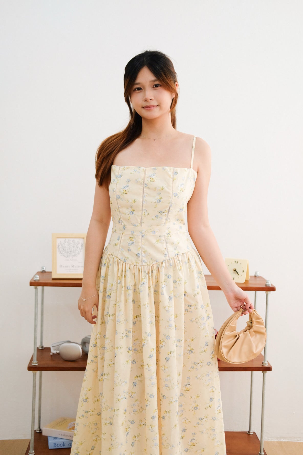 Yellow Floral Corset Strap Dress