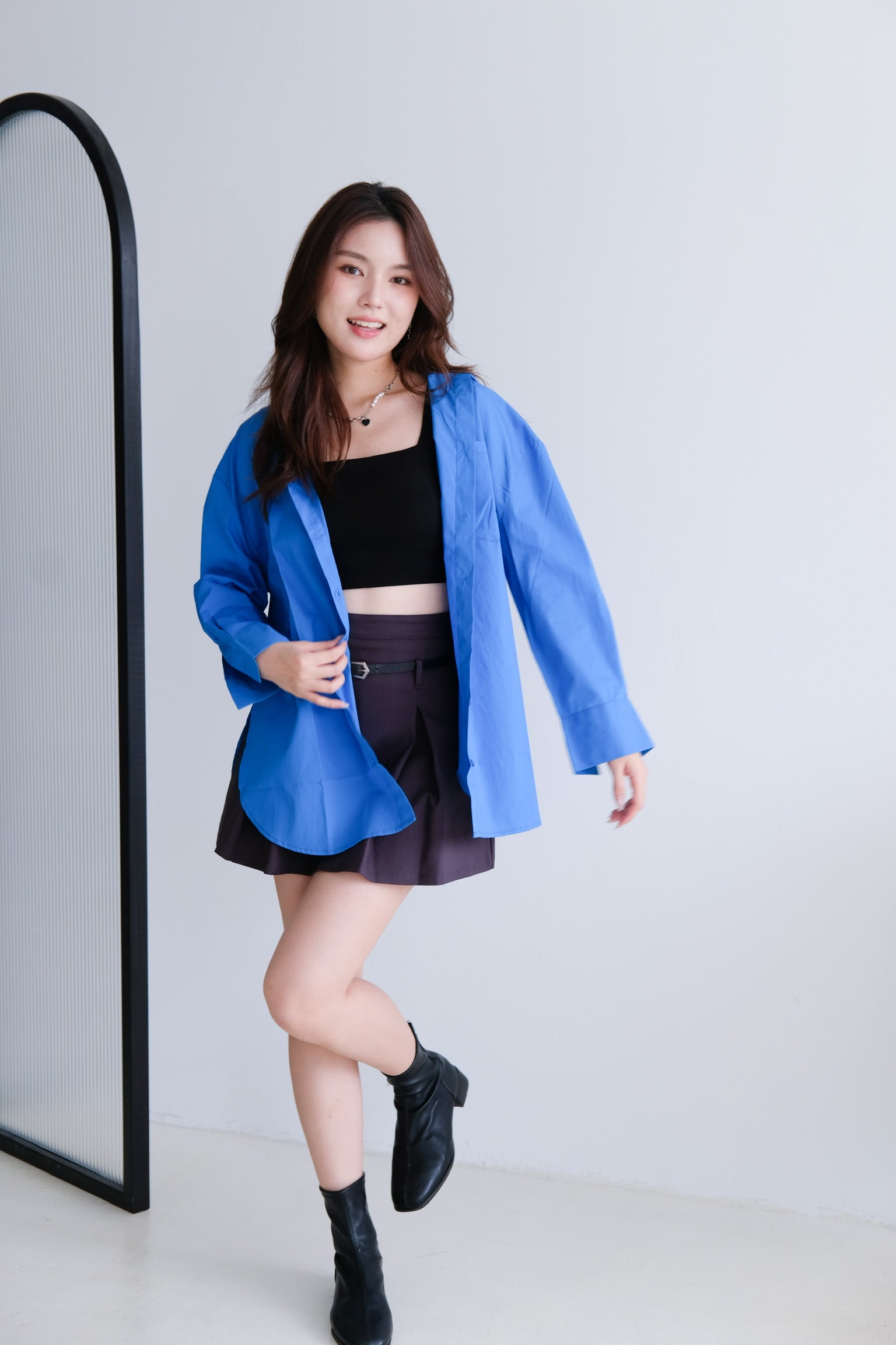 Rileen Boyfriend Oversized Shirt (Electric Blue)