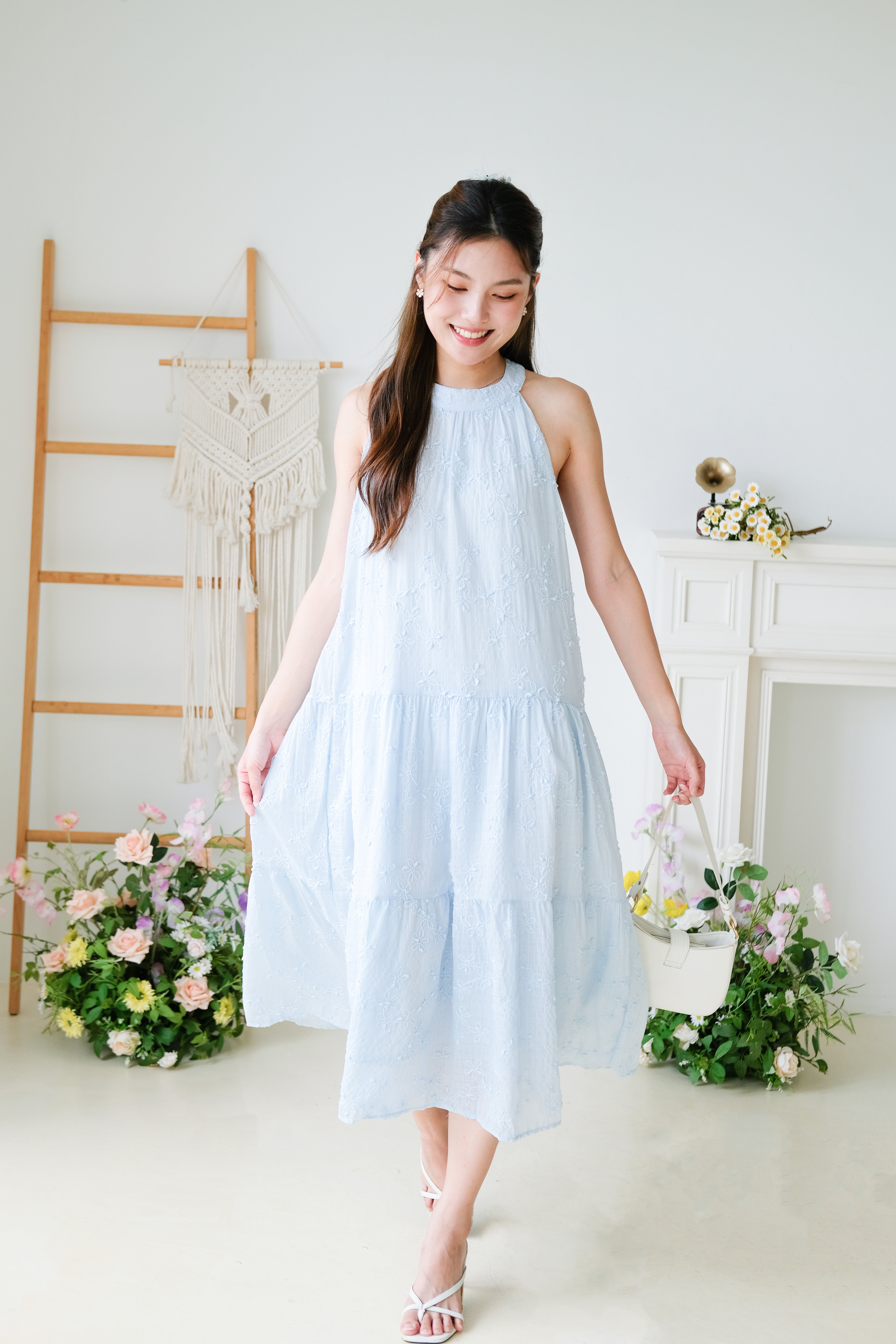 Avery Halter Loose Fit Maxi Dress (Sky Blue)
