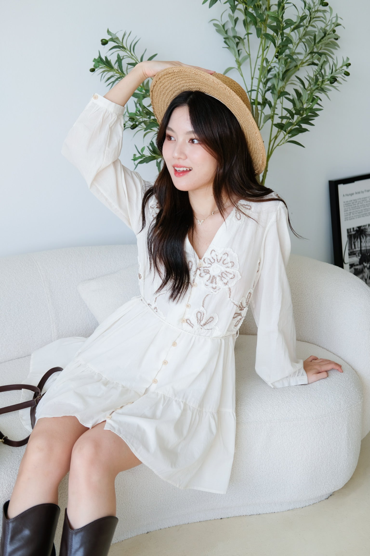 Isla Bohemian Babydoll Dress (Cream)