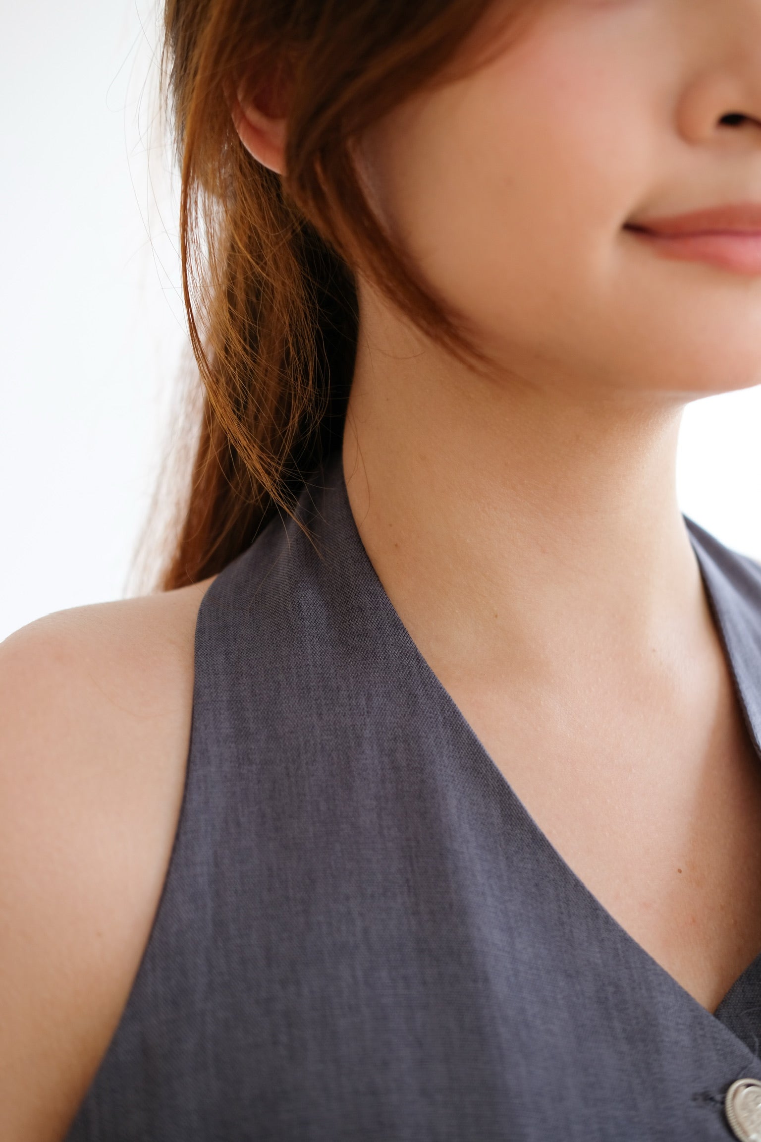 Grey Buttons Halter Top