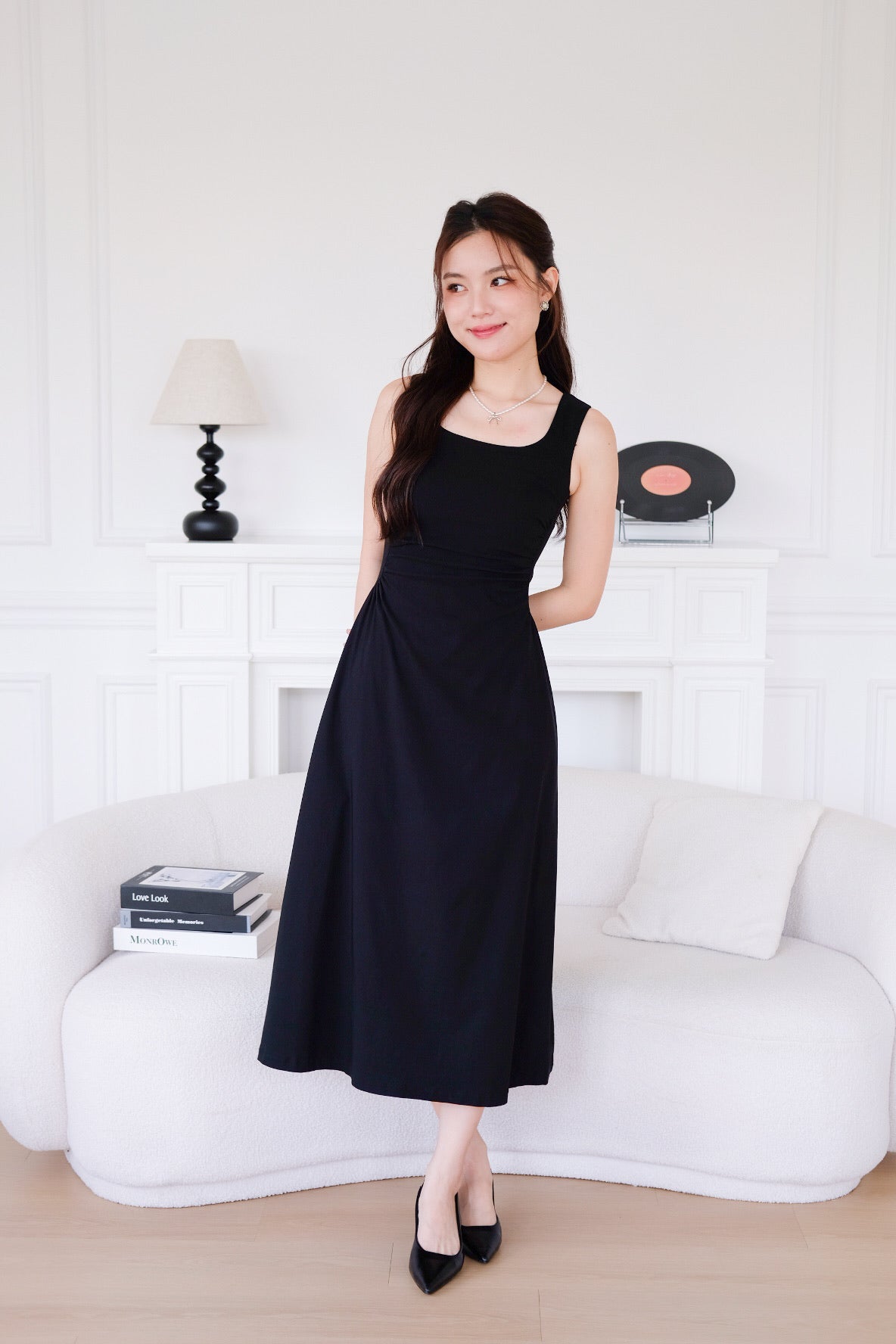 Bernice Cinch Waist Maxi Dress (Black)