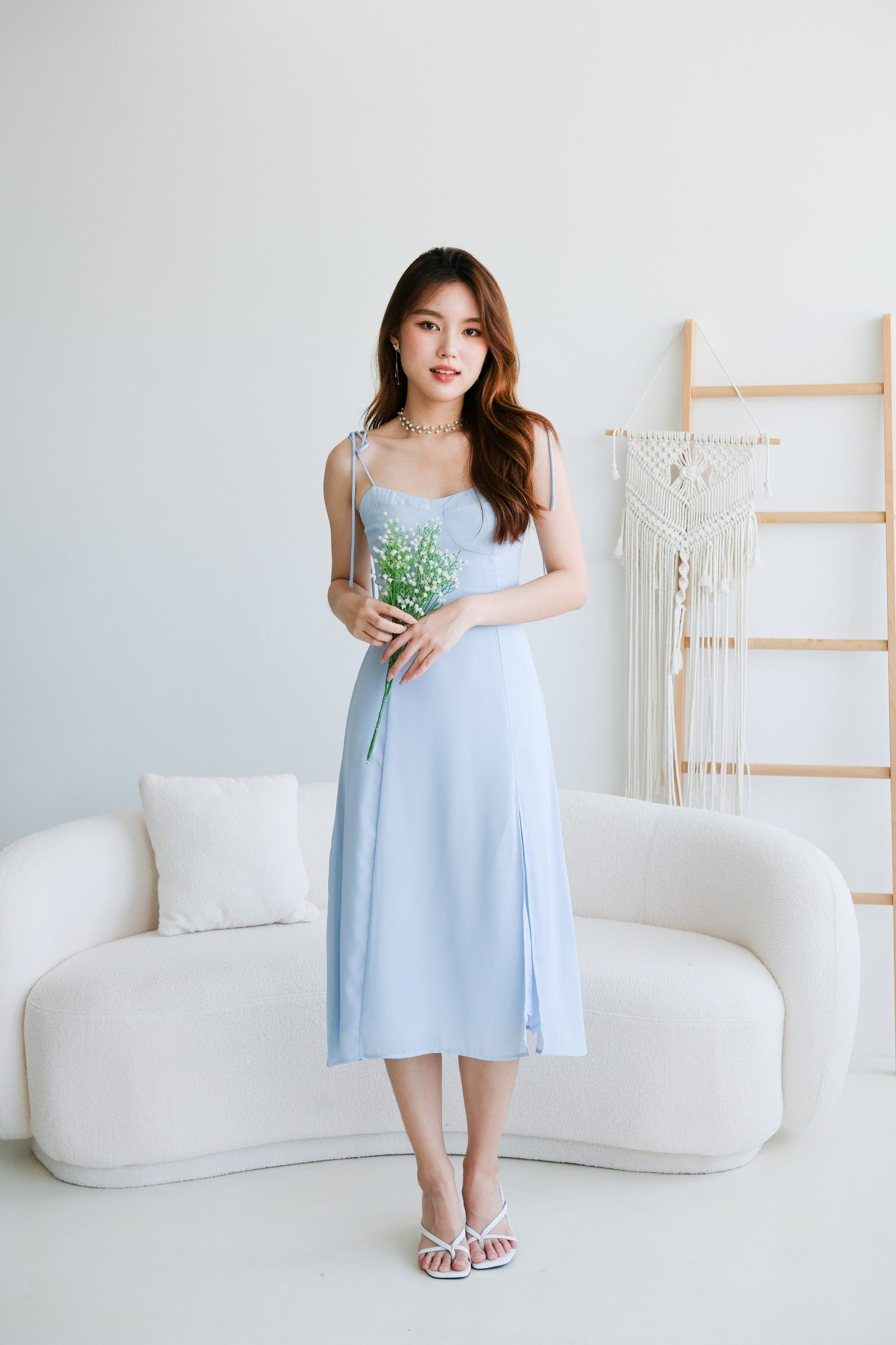 Lauren Slit Midi Dress (Sky Blue)