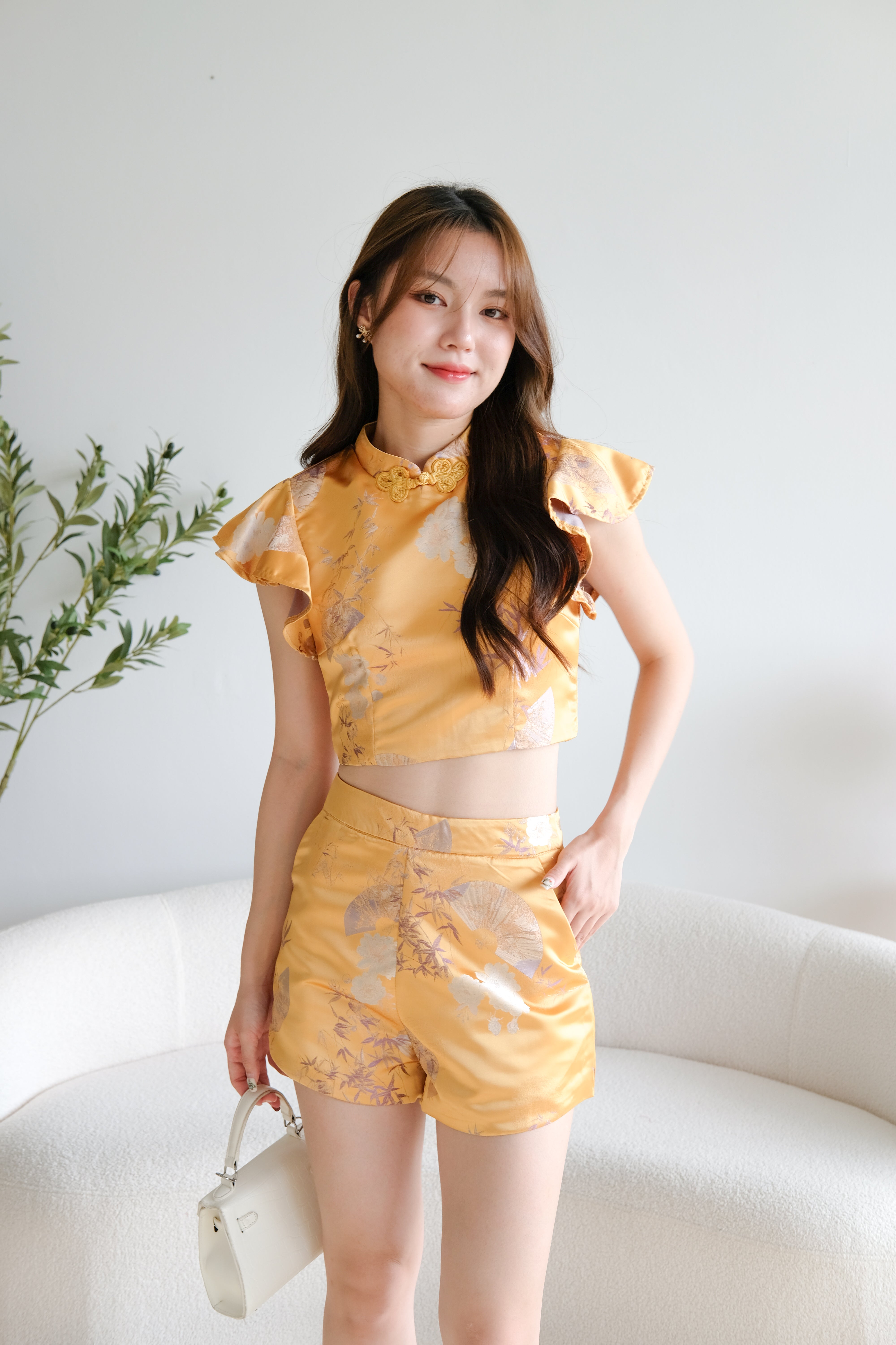 An Qi Cheongsam Set (Mustard Yellow)