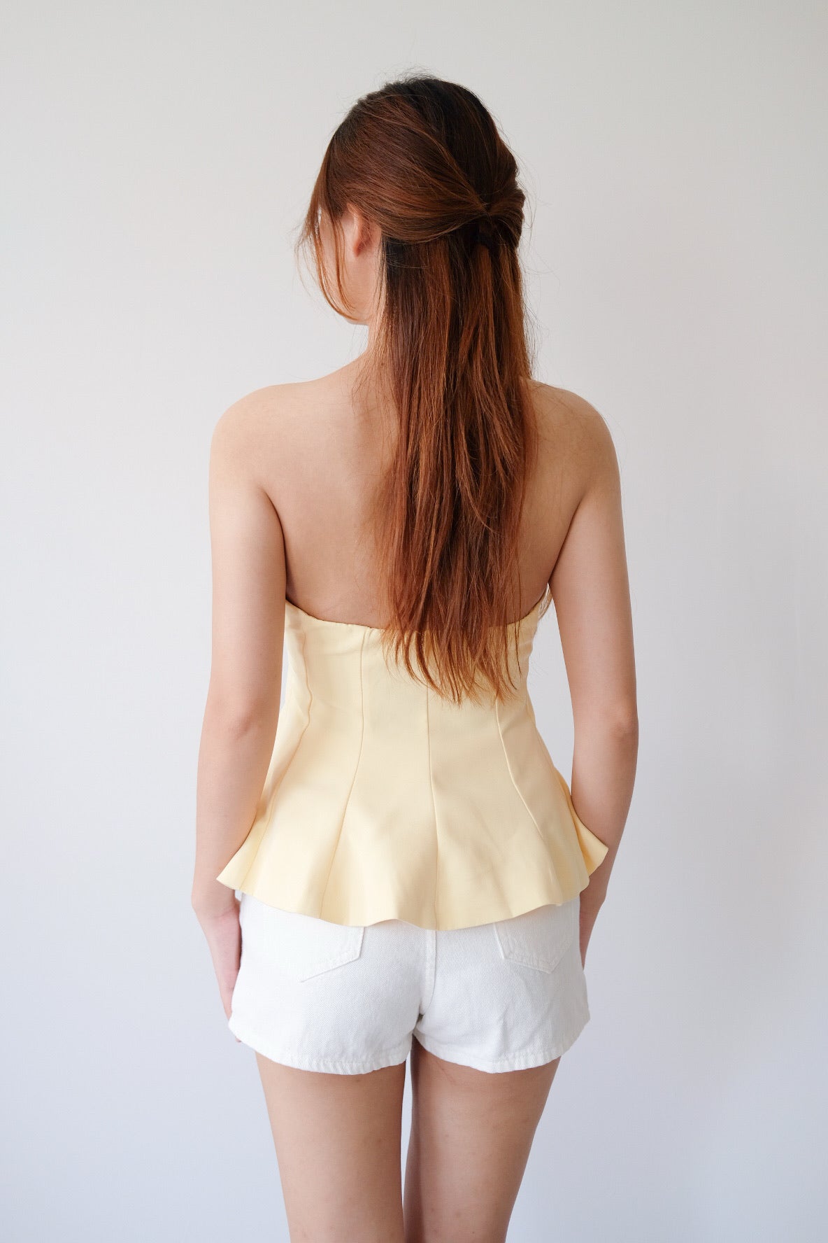 Yellow Tube Ruffle Hem Top