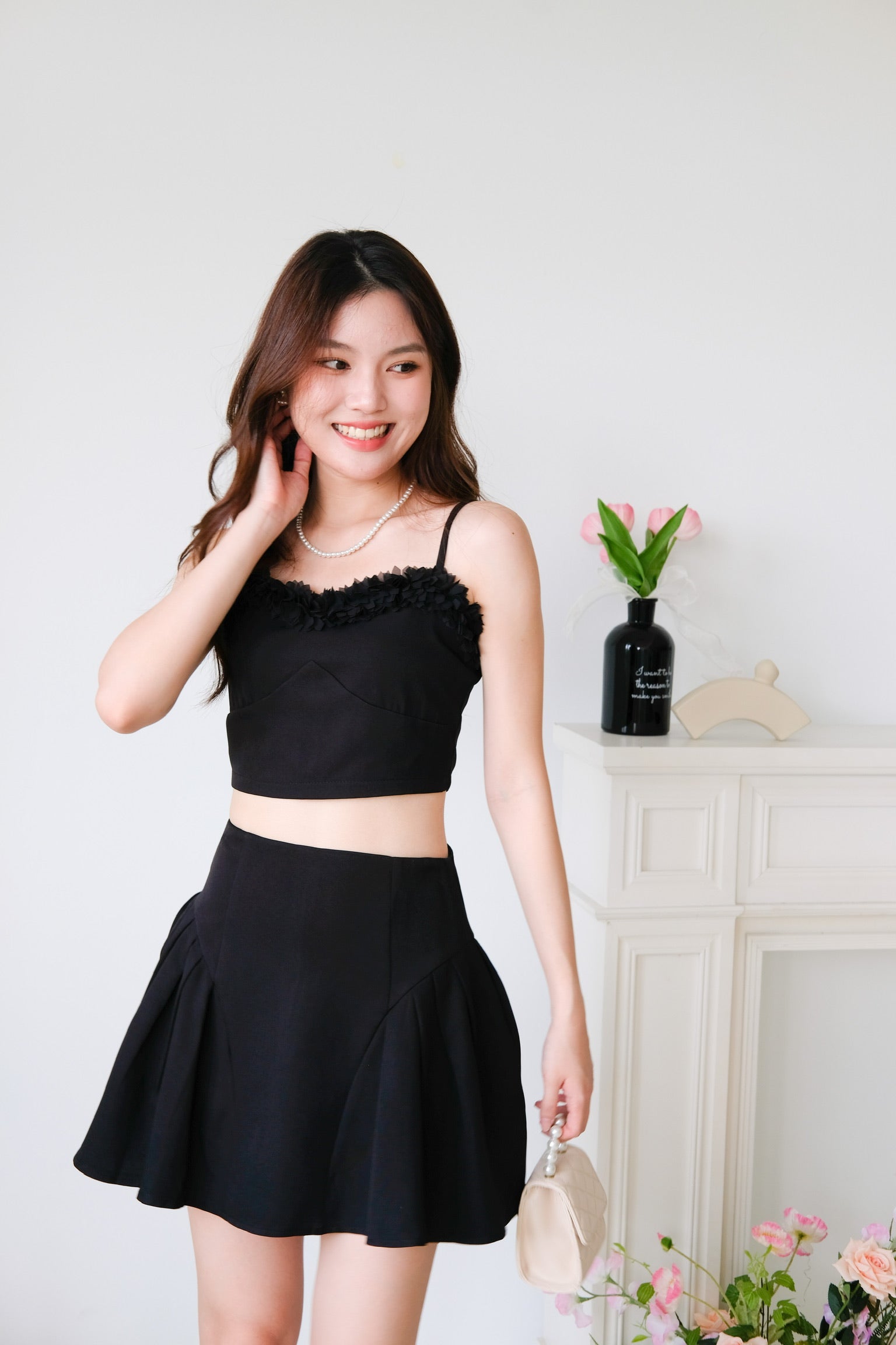 Sakura Floral Sweetheart Set (Black)