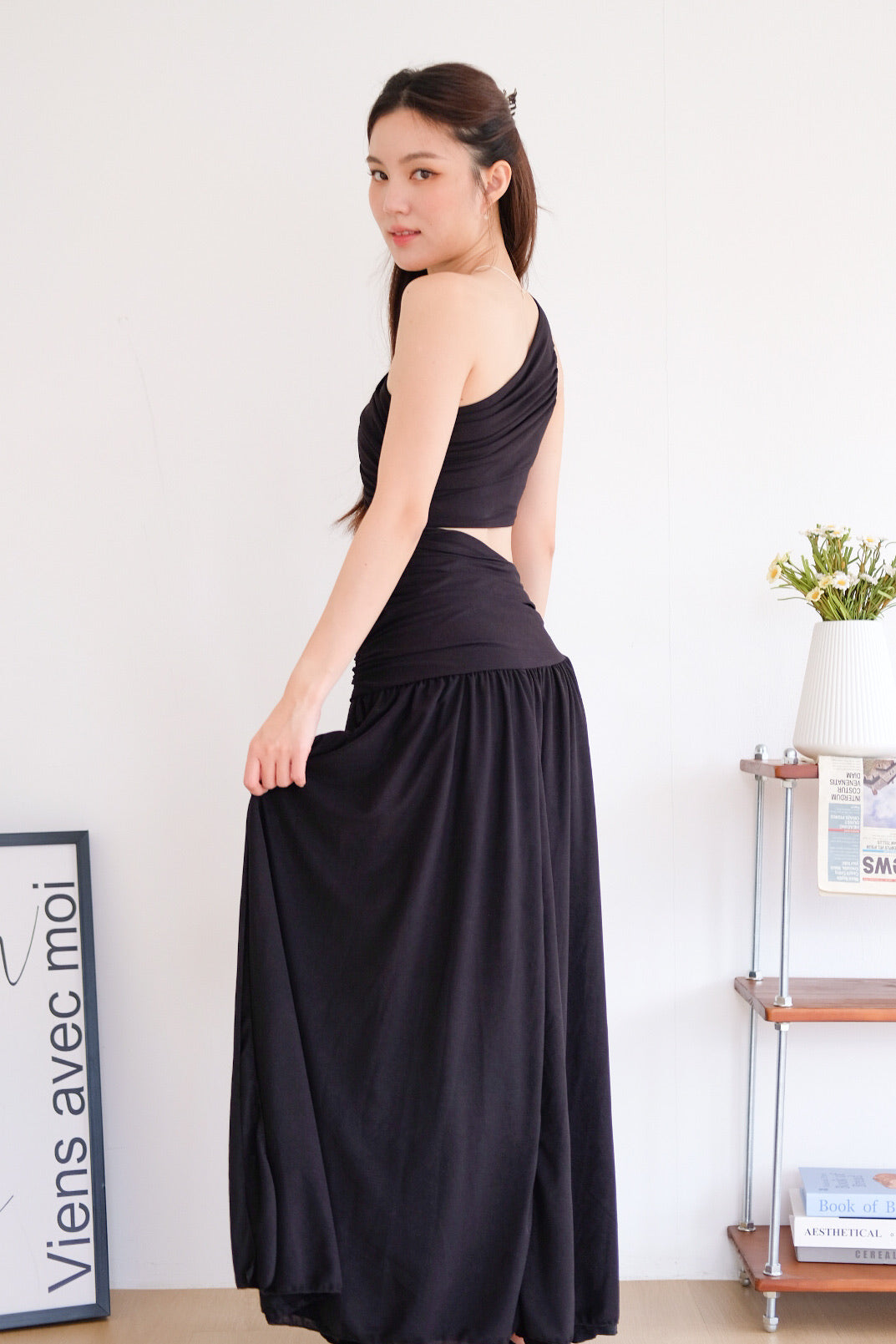 Eclipse Toga Cut Out Maxi Dress (Black)