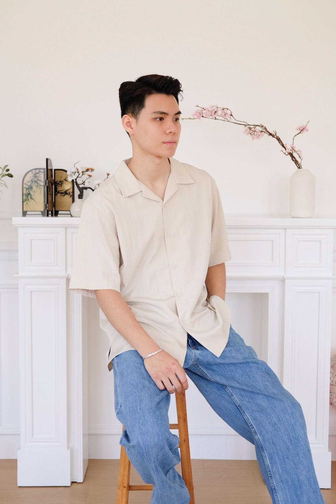 Marcus Collared Button Shirt (Oat Beige)