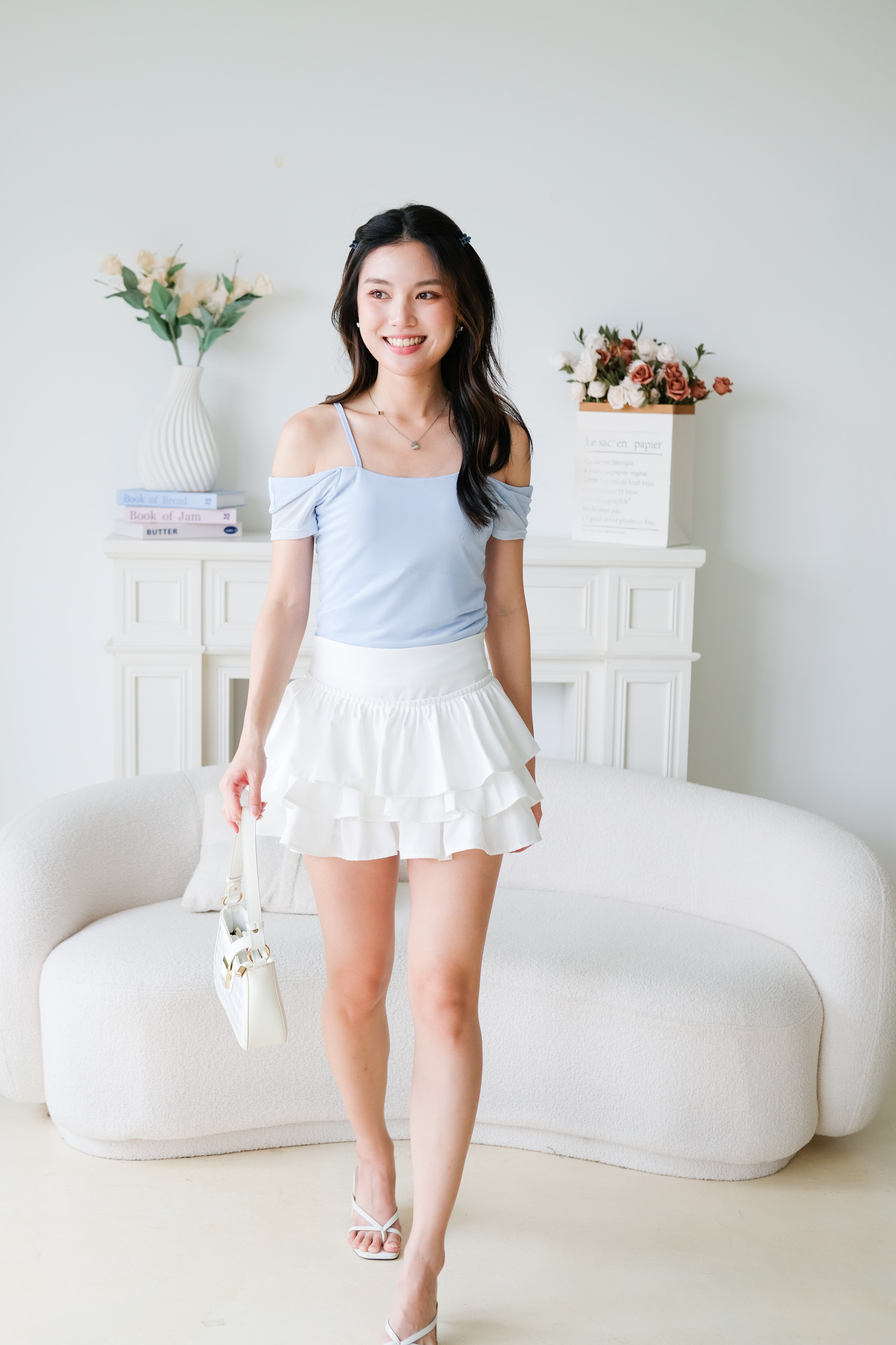 Giana Mesh Stretchy Padded Top (Ocean Blue)