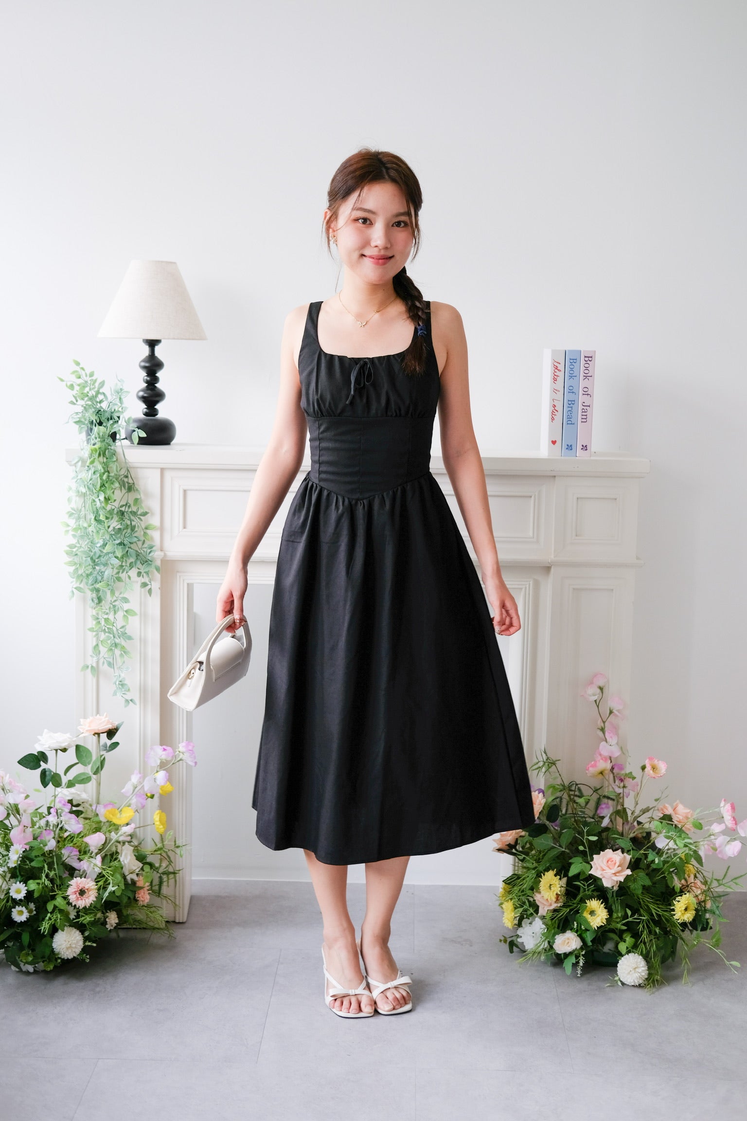 Carmie Thick Waist Midaxi Dress (Black)