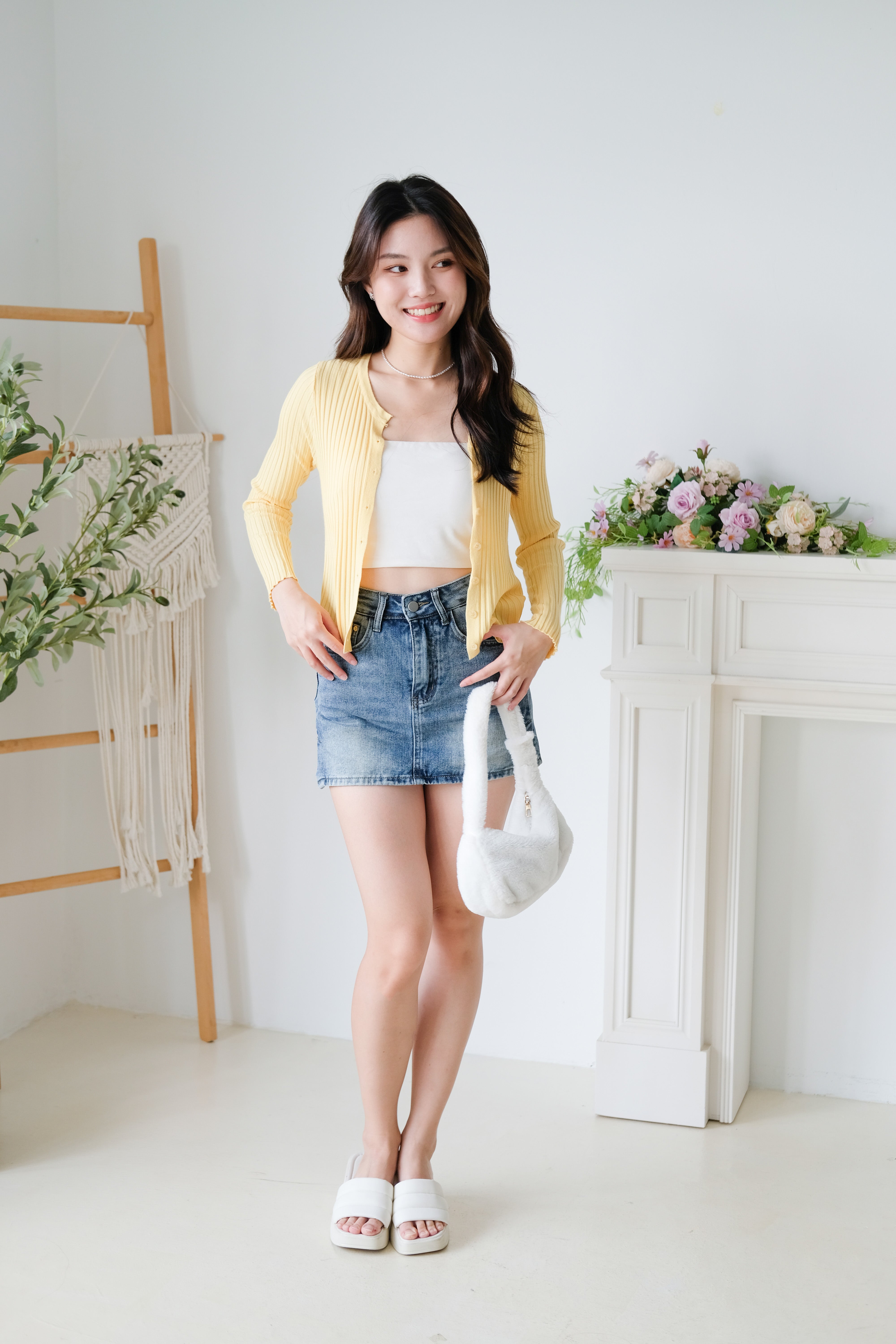 Soft Hour Knit Ribbed Cardigan (Yellow)