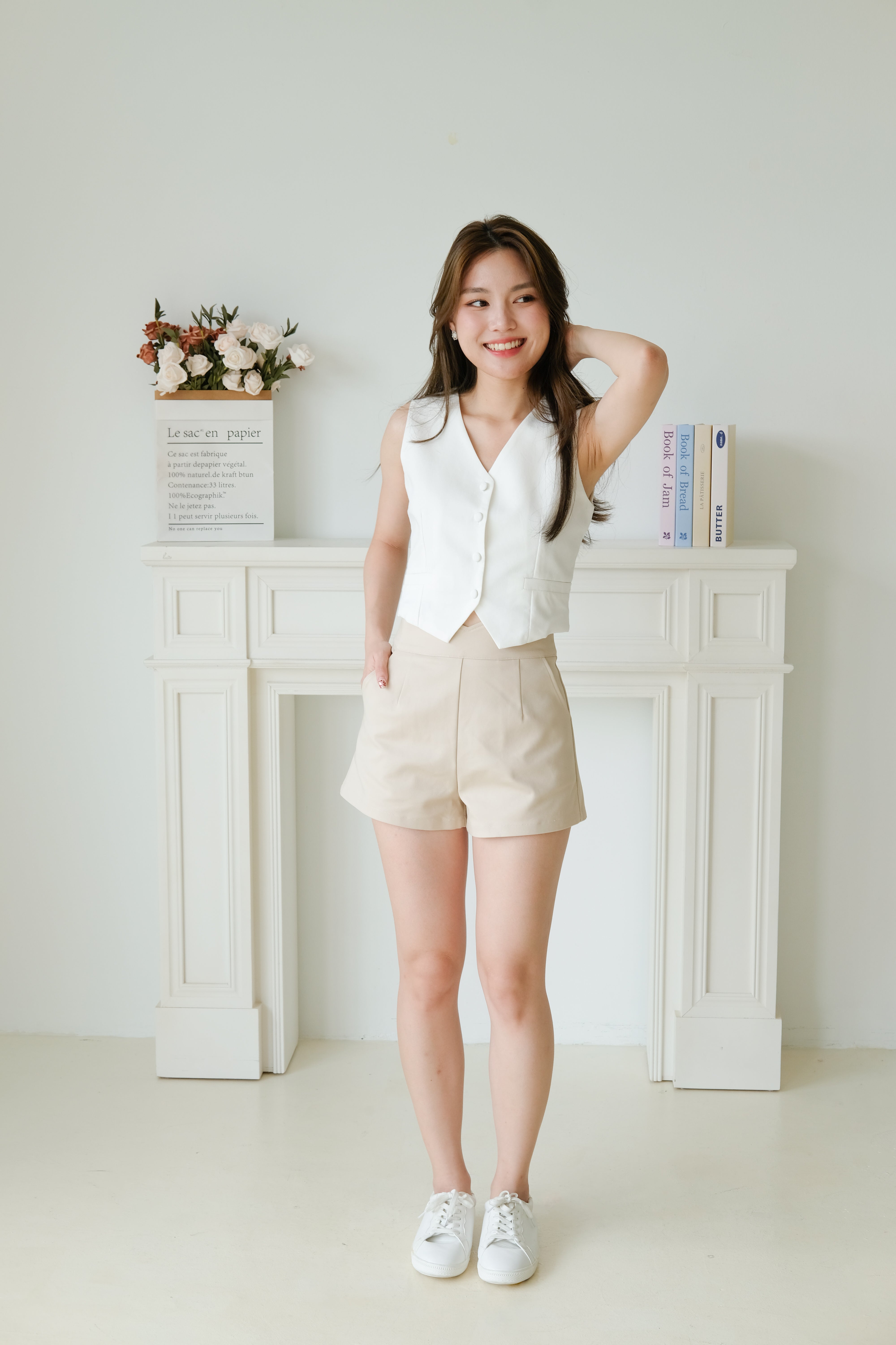 Francine Muji Linen Vest (White)