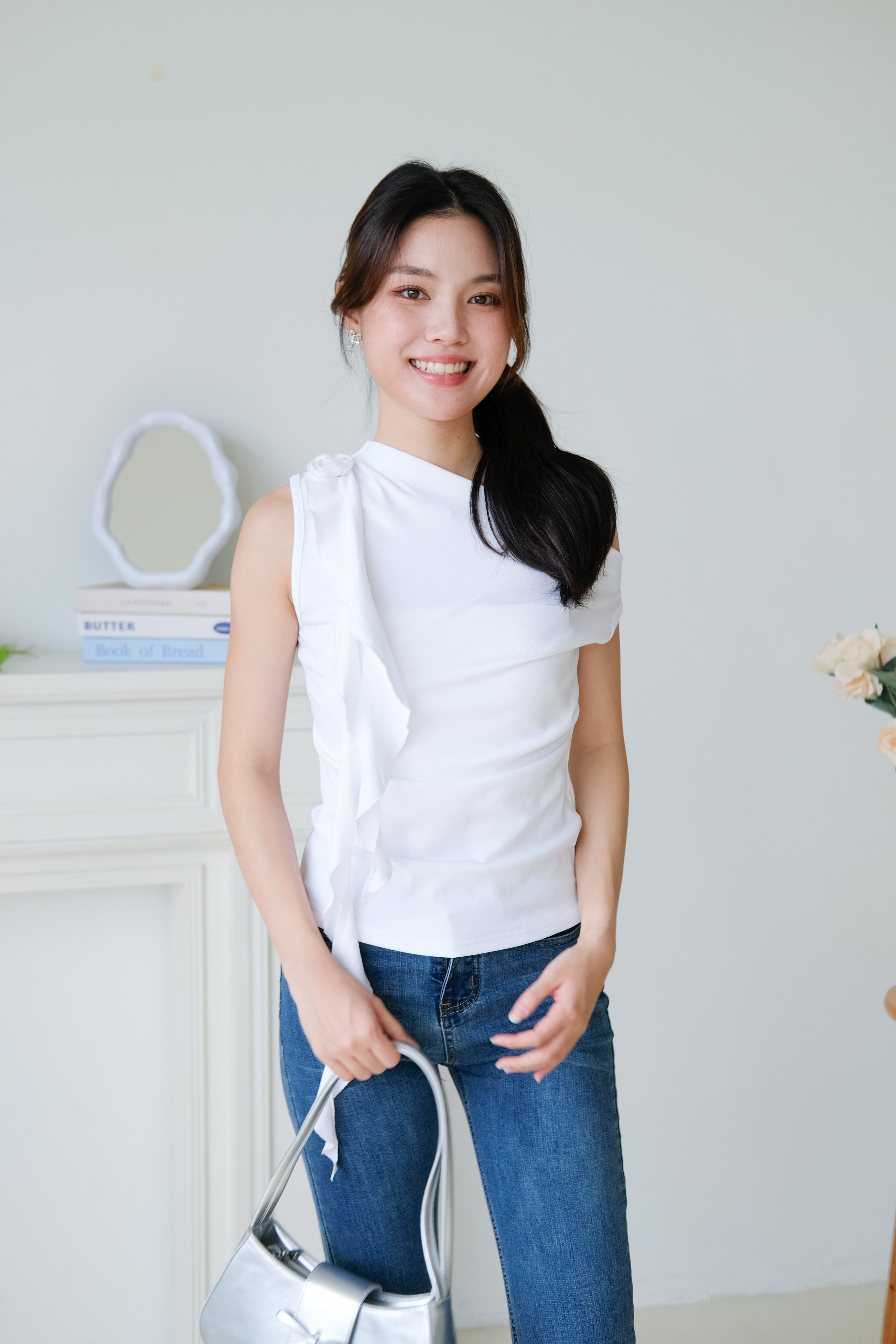 Elora Ruffle Toga Top (White)