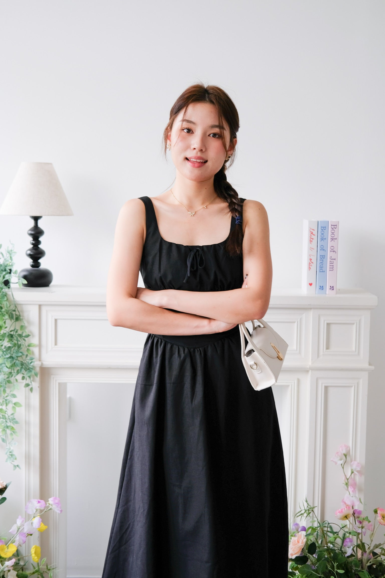 Carmie Thick Waist Midaxi Dress (Black)
