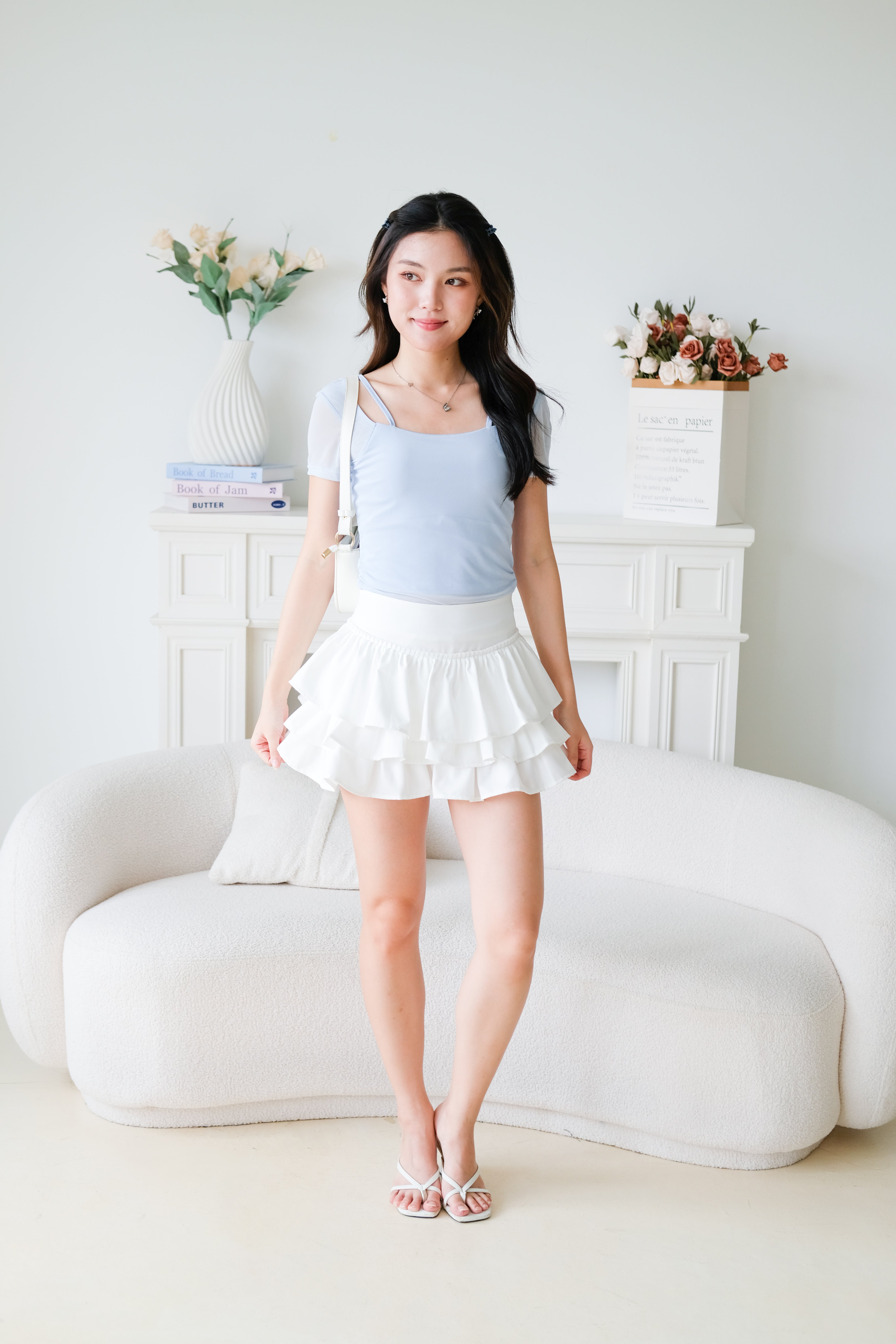 Giana Mesh Stretchy Padded Top (Ocean Blue)