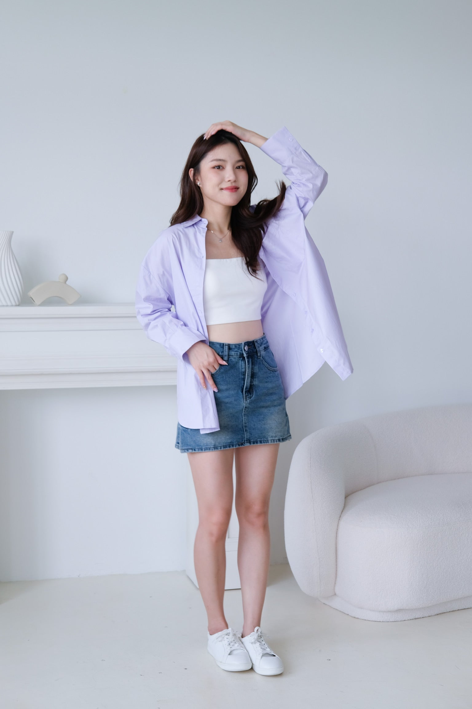 Rileen Boyfriend Oversized Shirt (Lilac)