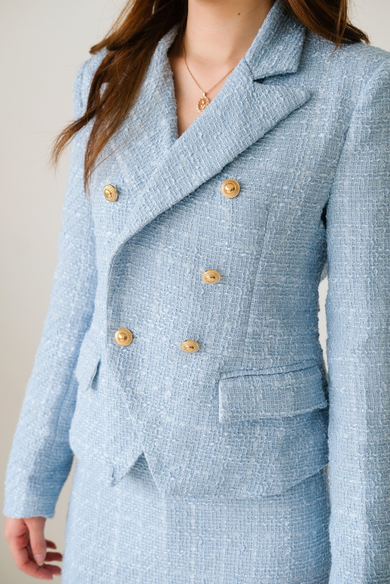 Vanessa Tweed Blazer (Sky Blue)