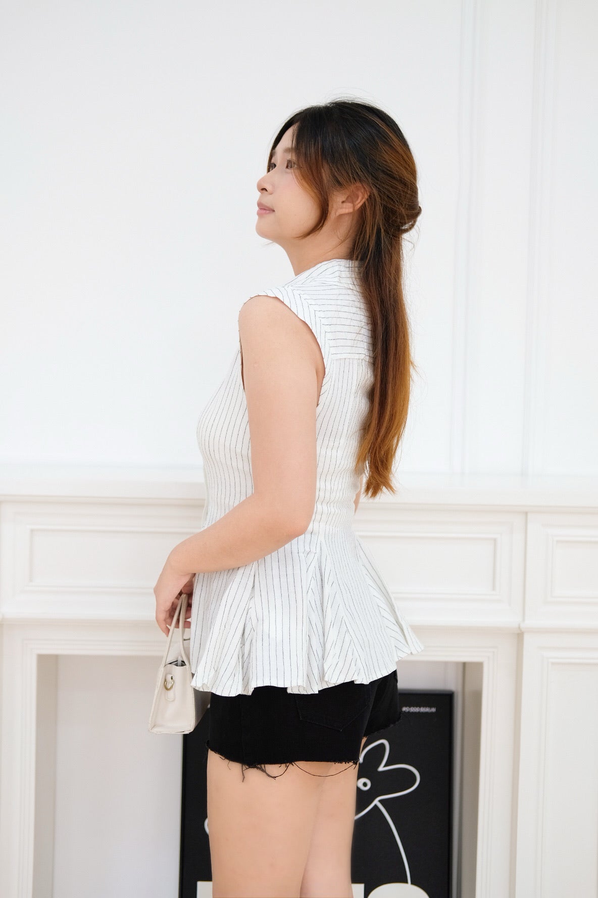 White Stripes Flare Sleeveless Top