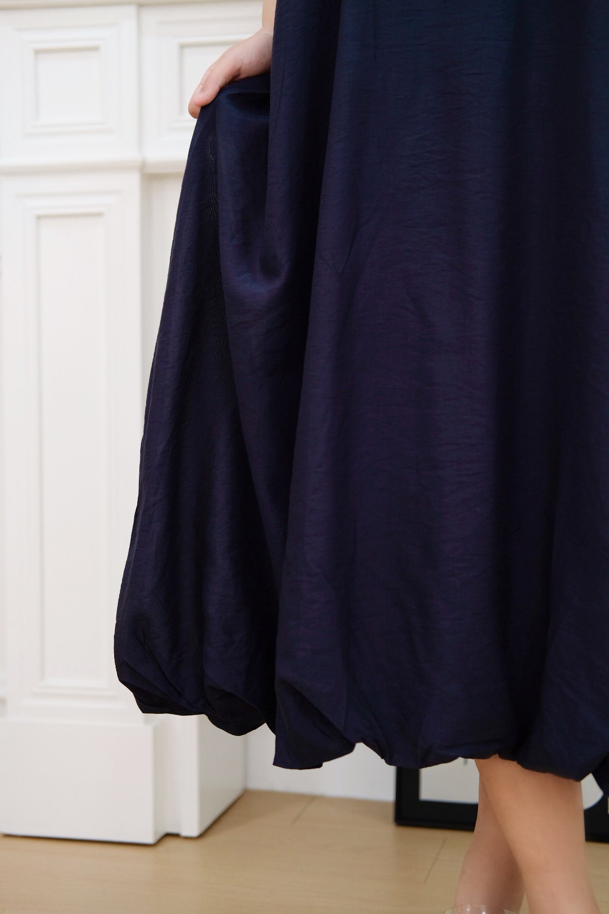 Navy Blue Bubble Hem Maxi Dress