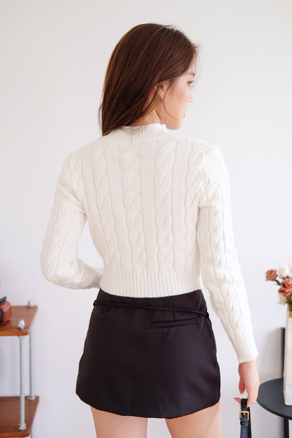 Jeanie Cable Knit Sweater (White)