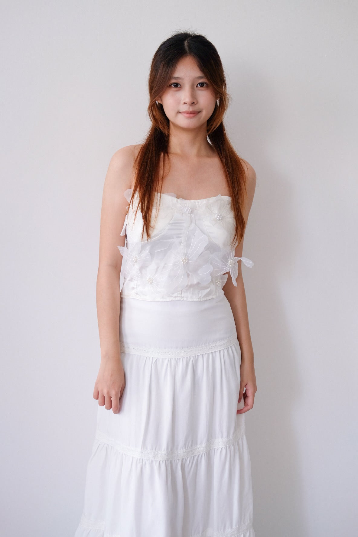 White Flower Tube Top