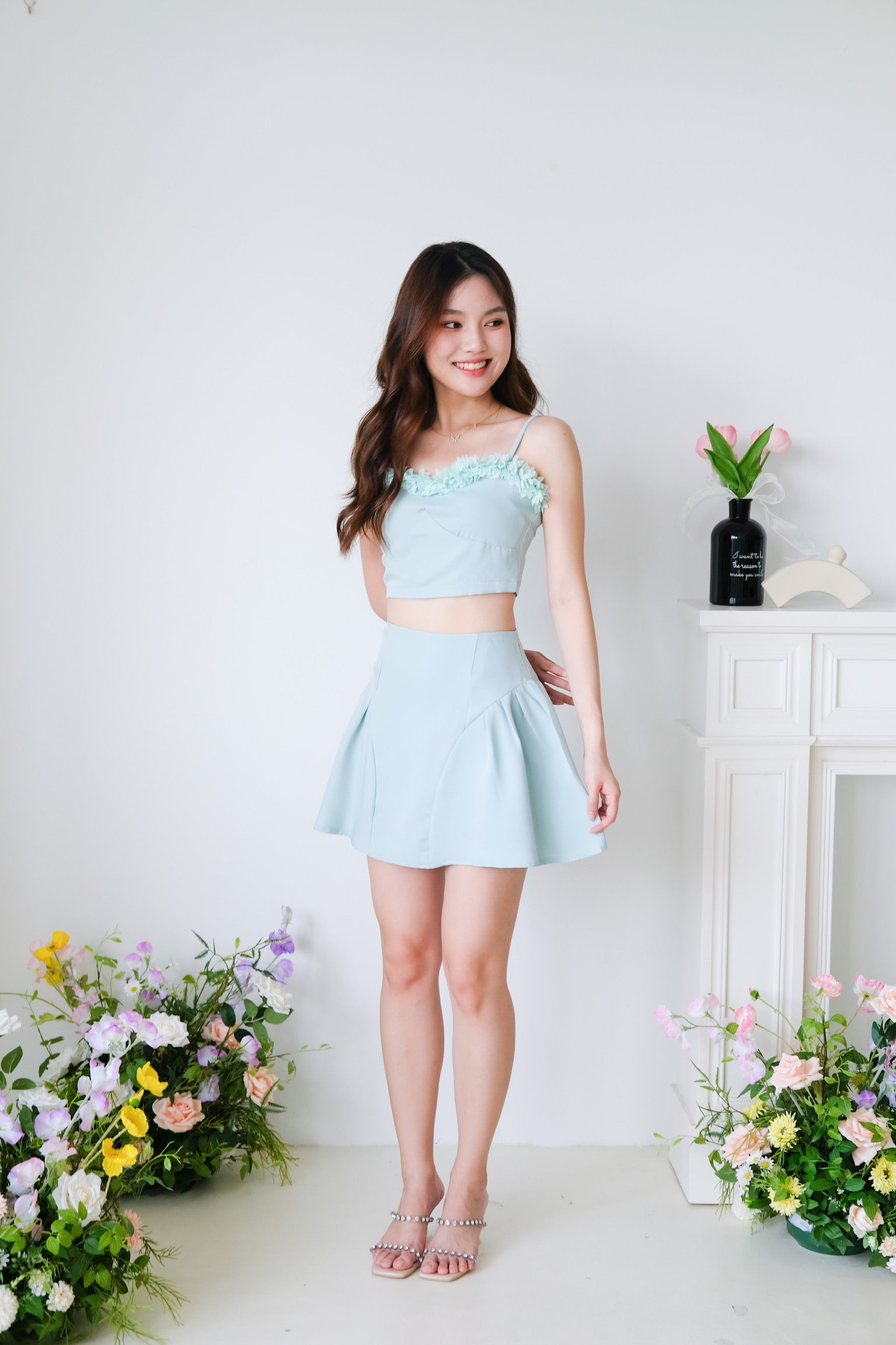 Sakura Floral Sweetheart Set (Seaform Green)