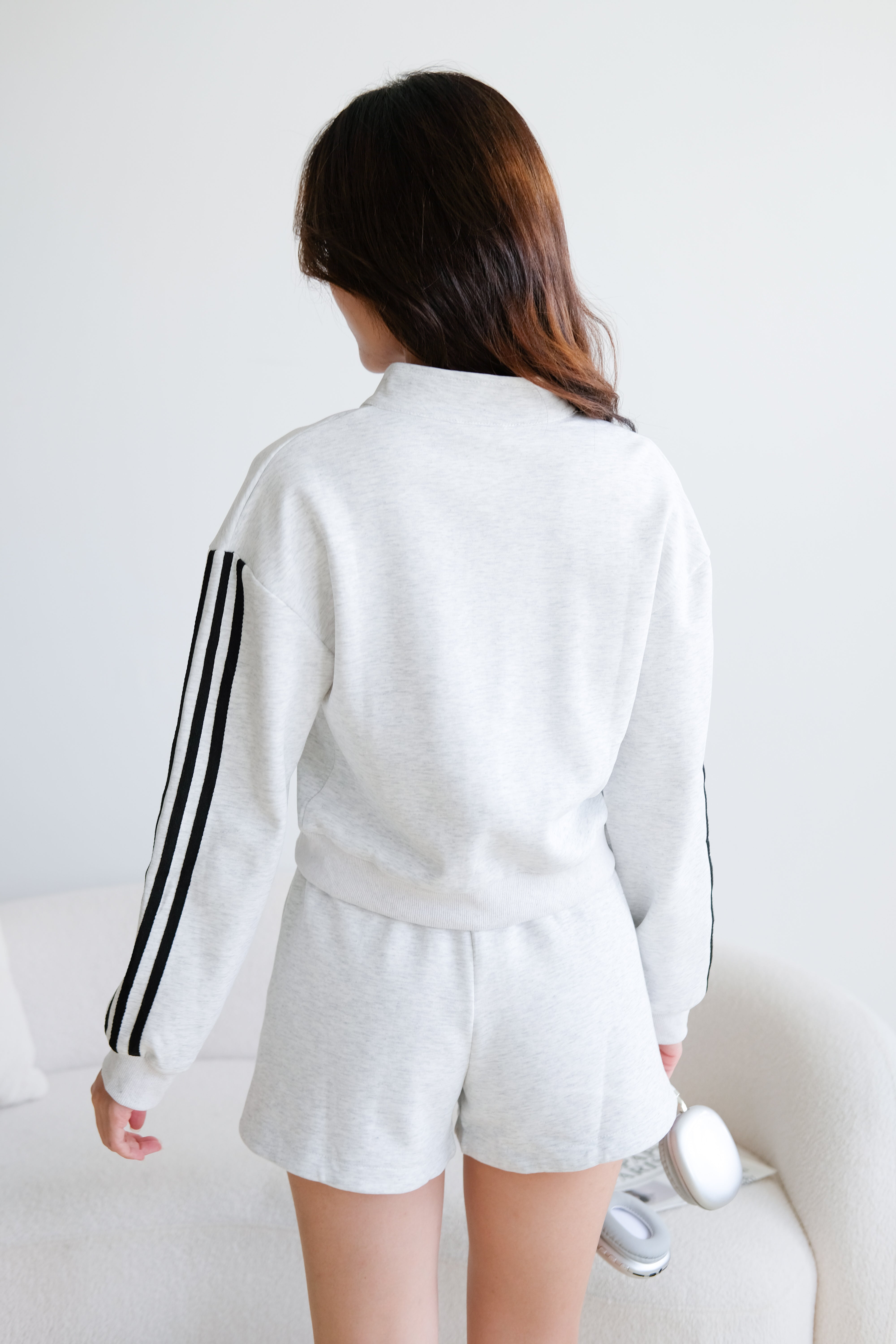 Day Off Stripes Lounge Set (Light Grey)