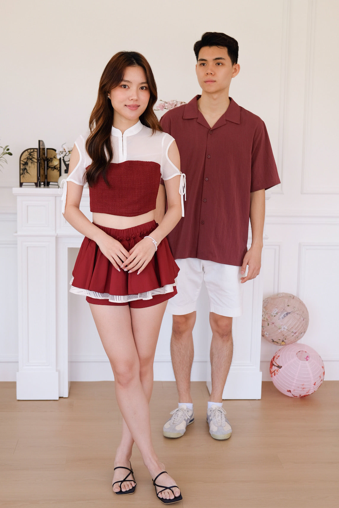 [ETA 12-16 Jan] Lalisa Tweed Crop Top (Burgundy)