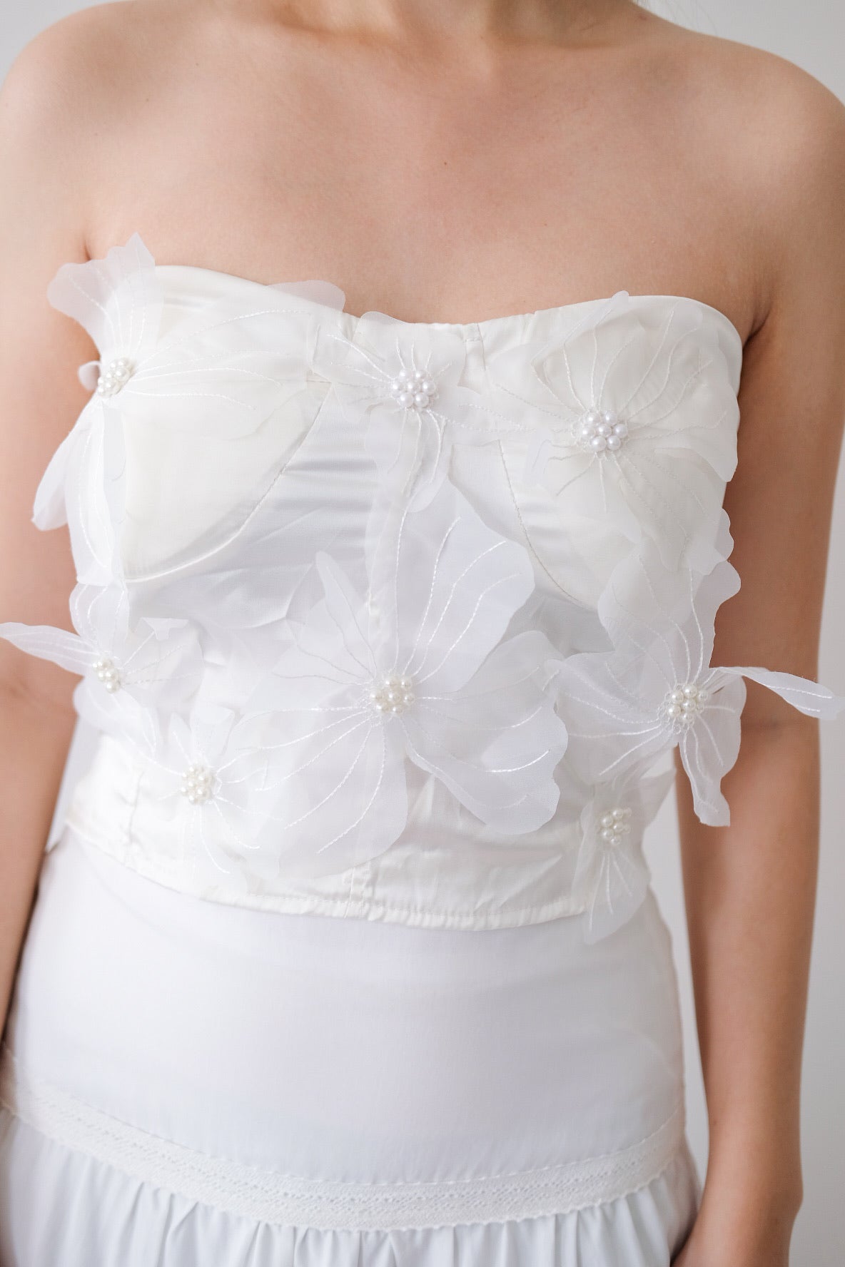 White Flower Tube Top