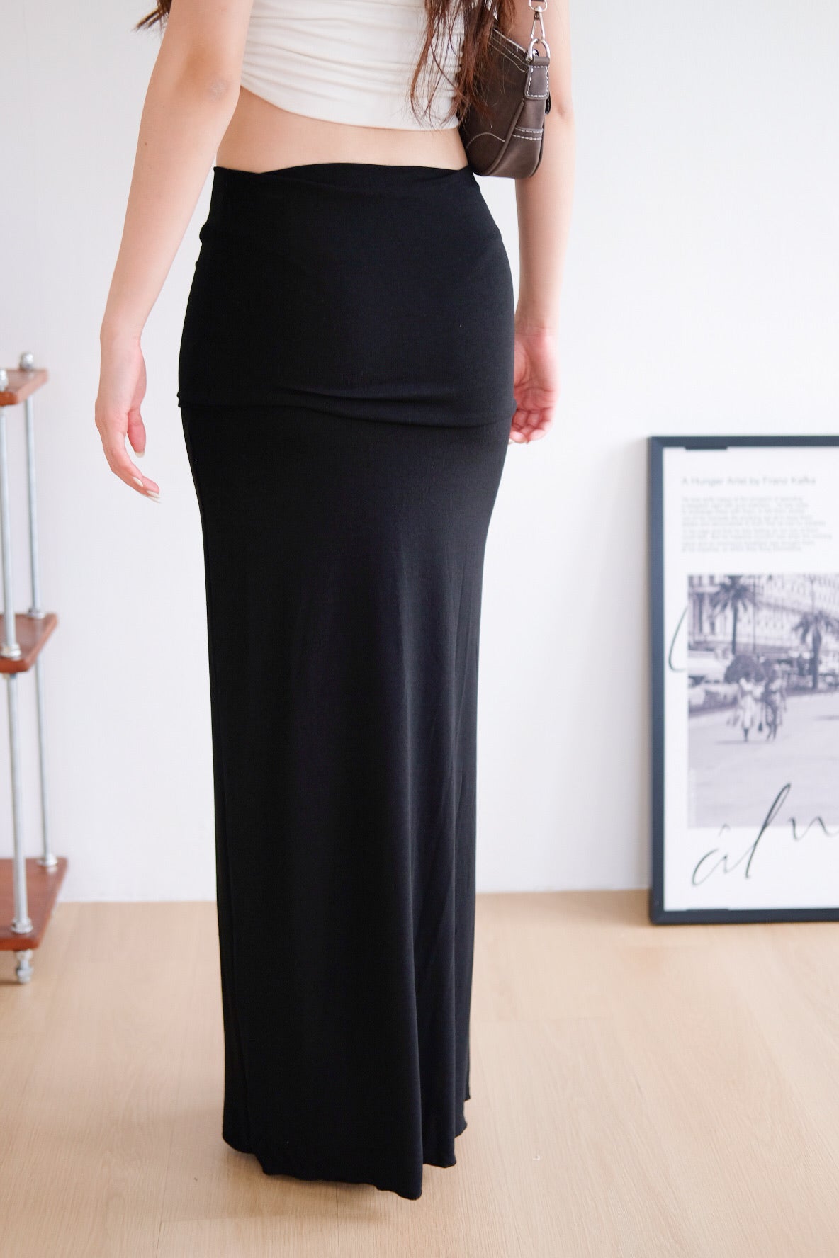 Sienna Cotton Maxi Skirt (Black)