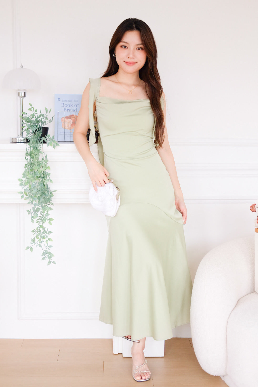 Marina Ruffle Mermaid Maxi Dress (Pistachio Green)