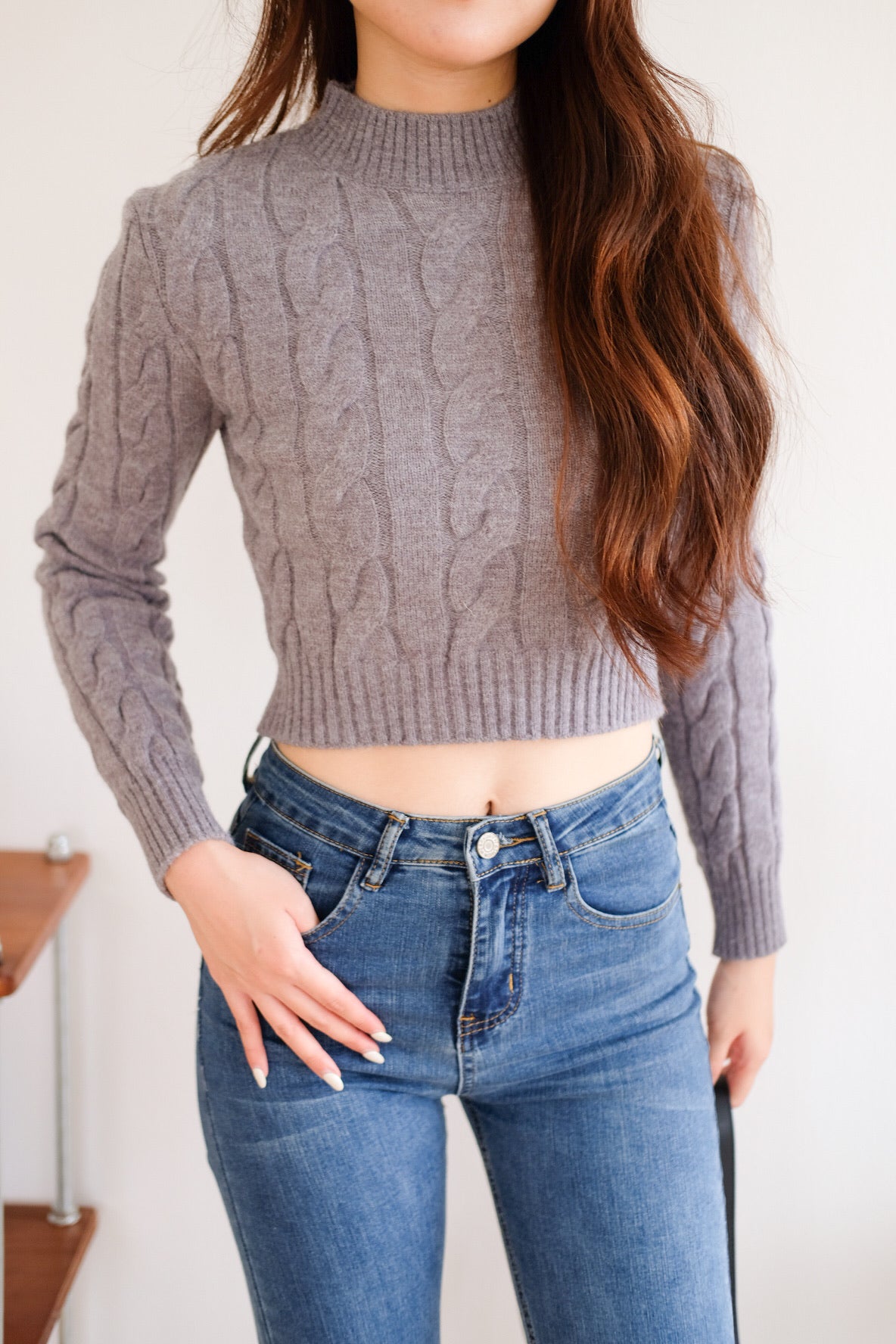 Jeanie Cable Knit Sweater (Grey)