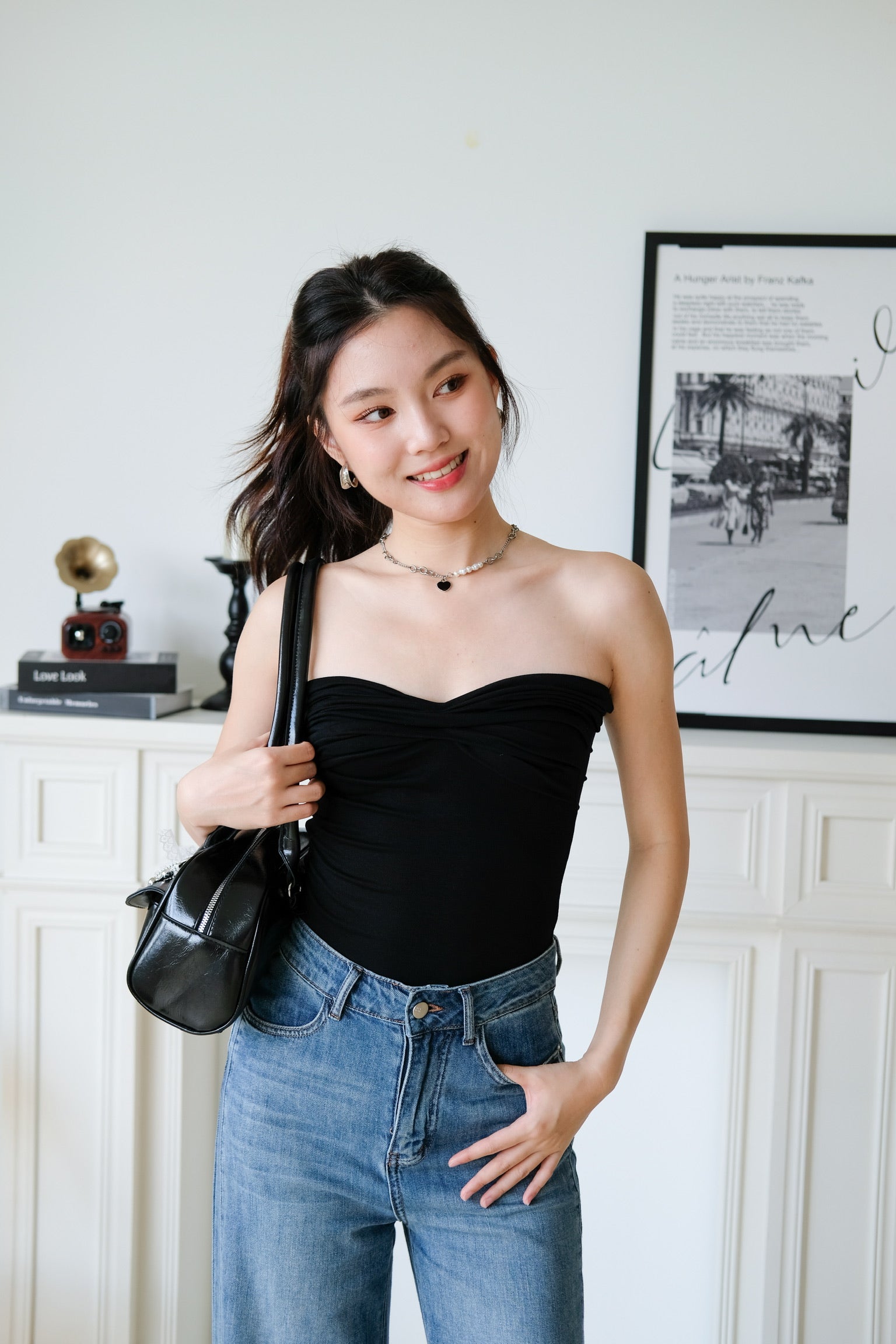 Naomi Twist Cotton Tube Top (Black)
