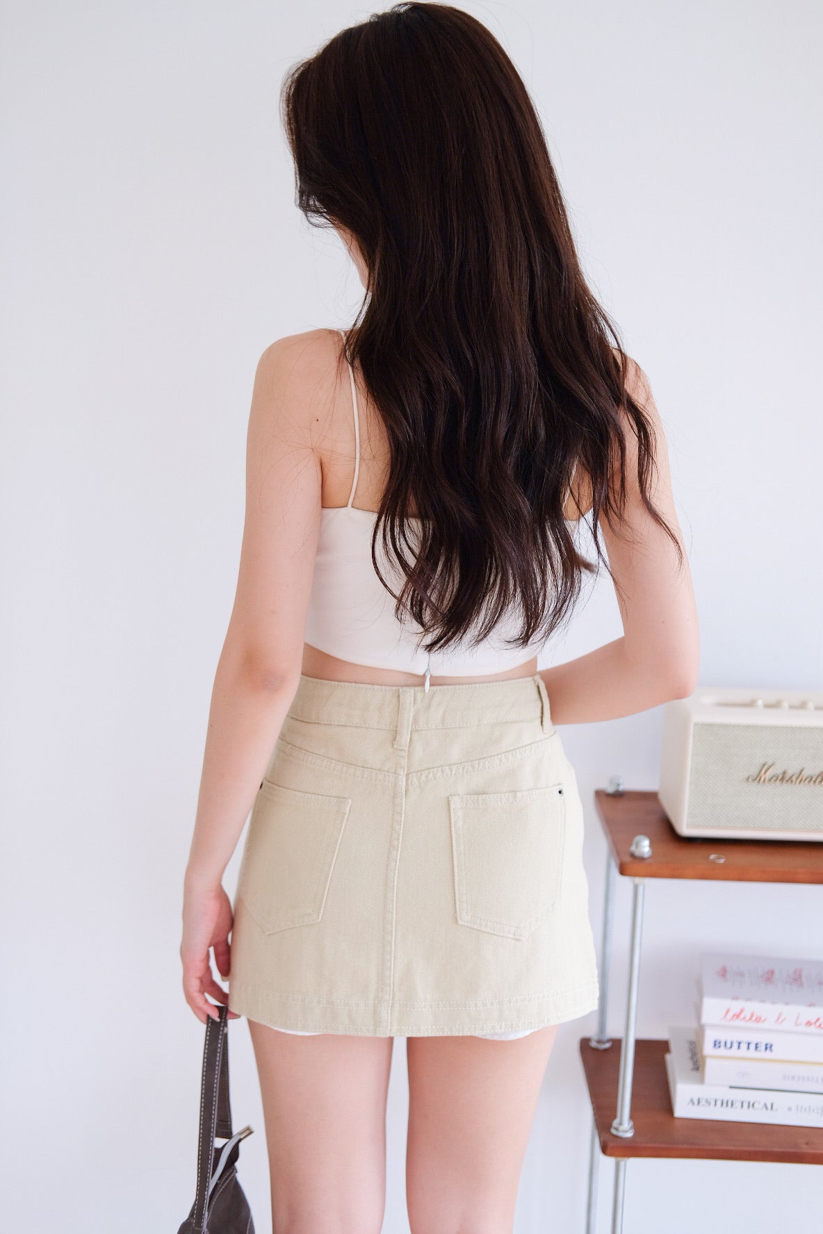 Levin Denim Skorts (Light Khaki)