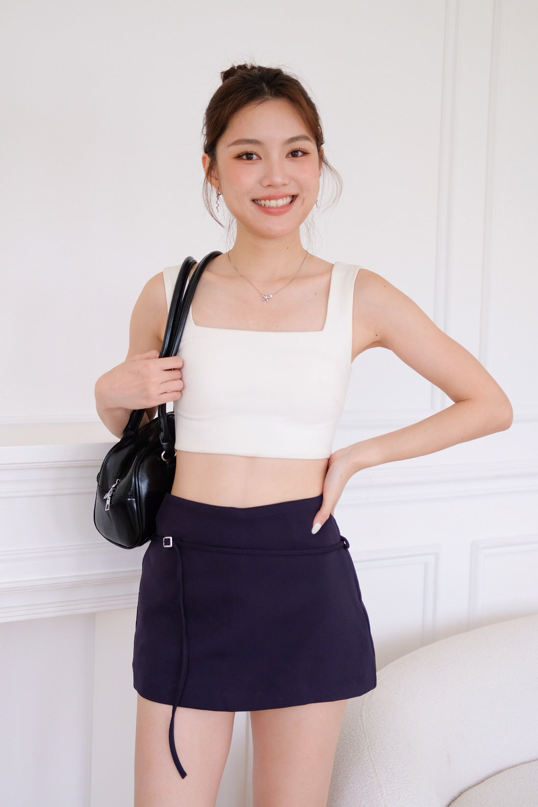 Tasha Mini Belt Skort (Navy Blue)